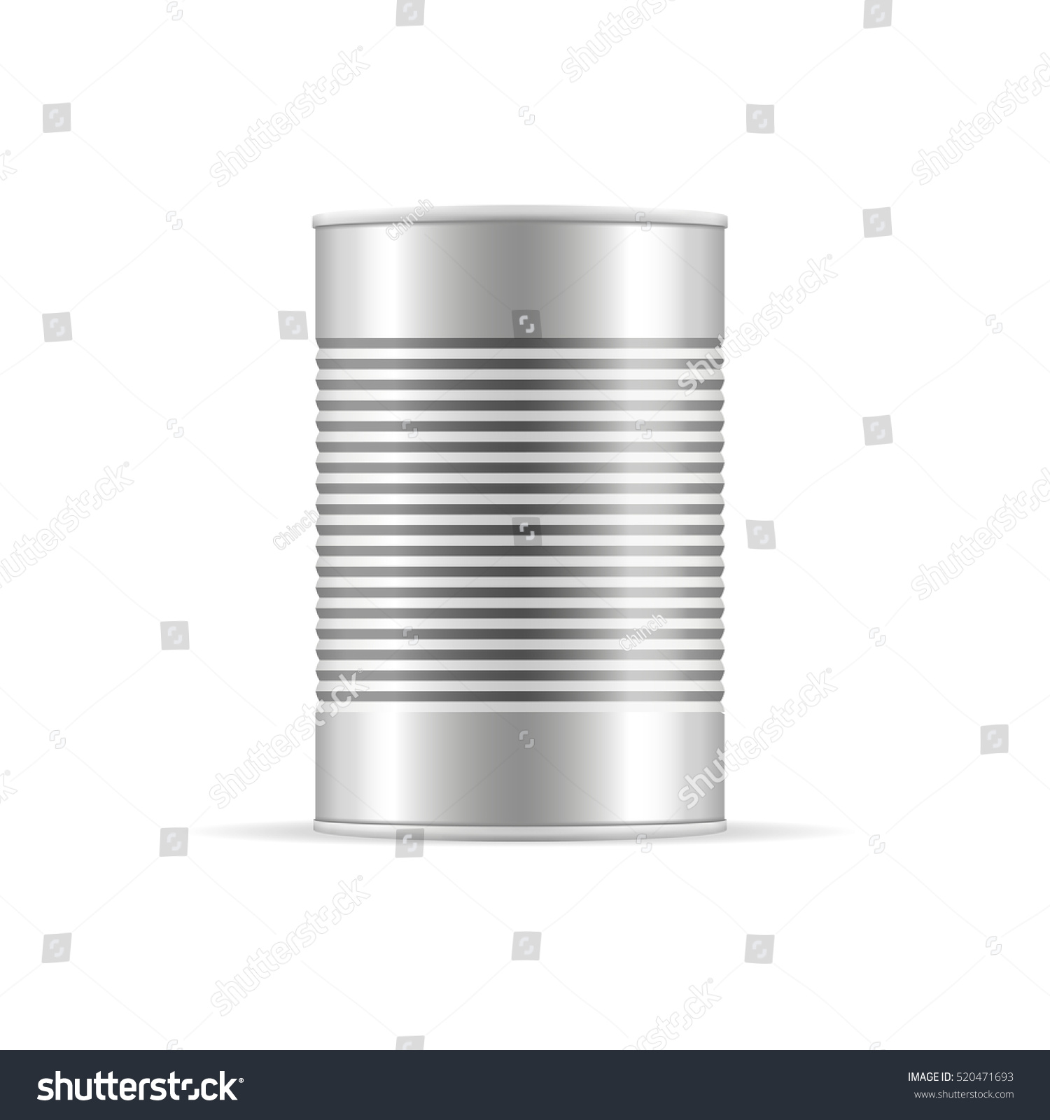 Metallic Ribbed Tin Cans. Canned food. Mockup - Royalty Free Stock ...