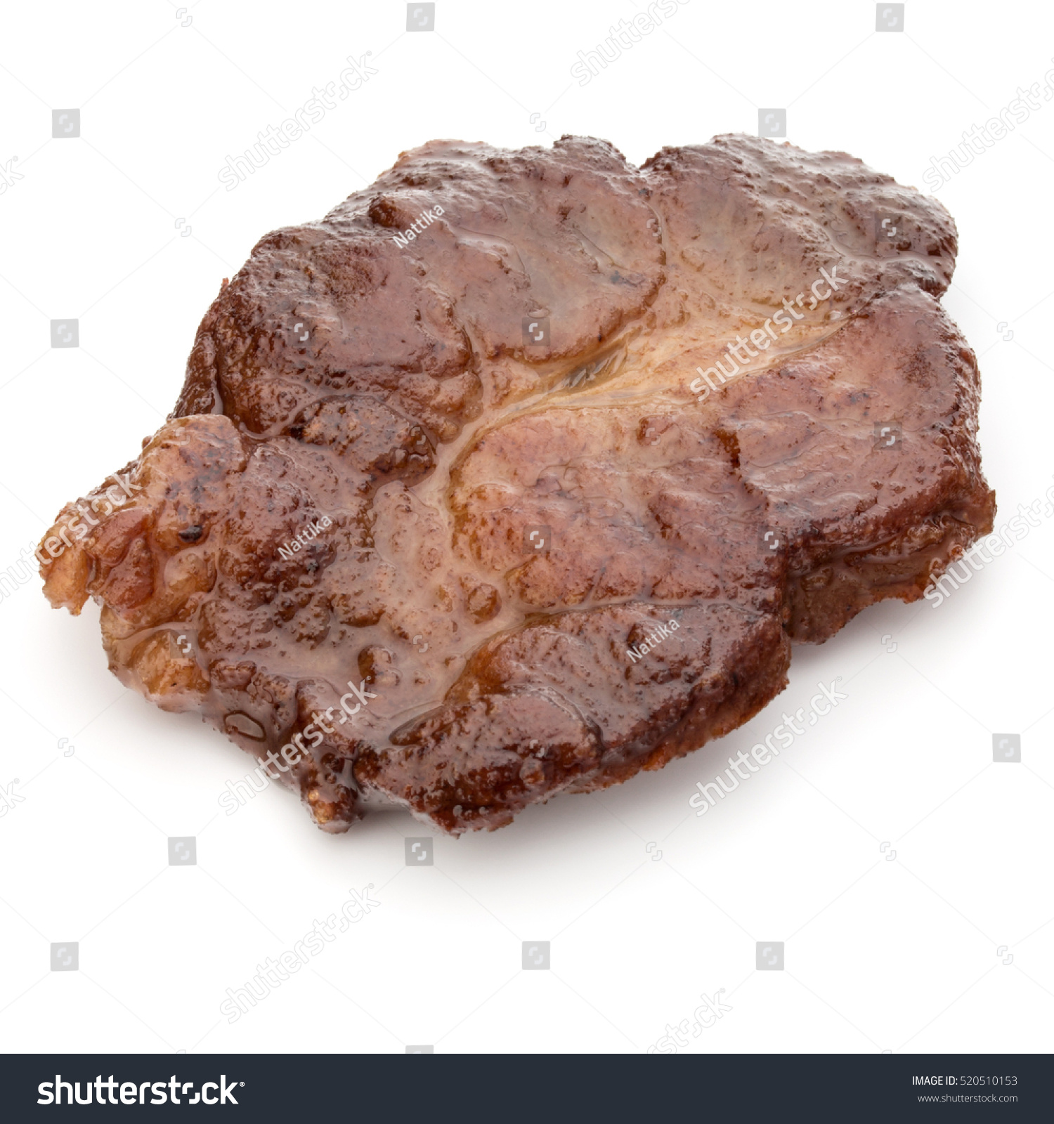 Cooked fried pork meat isolated on white background cutout #520510153