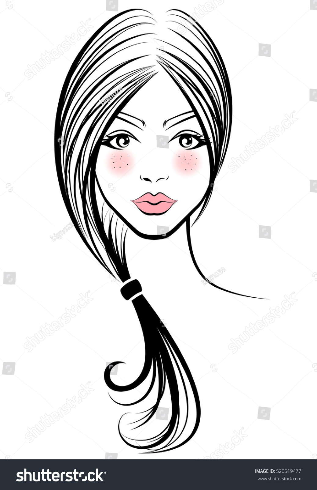 Illustration Of Women Ponytail Hair Style Icon, - Royalty Free Stock ...