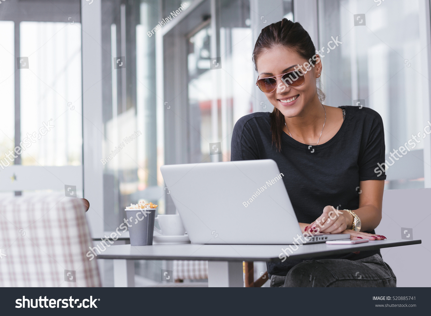 Young business woman with laptop #520885741