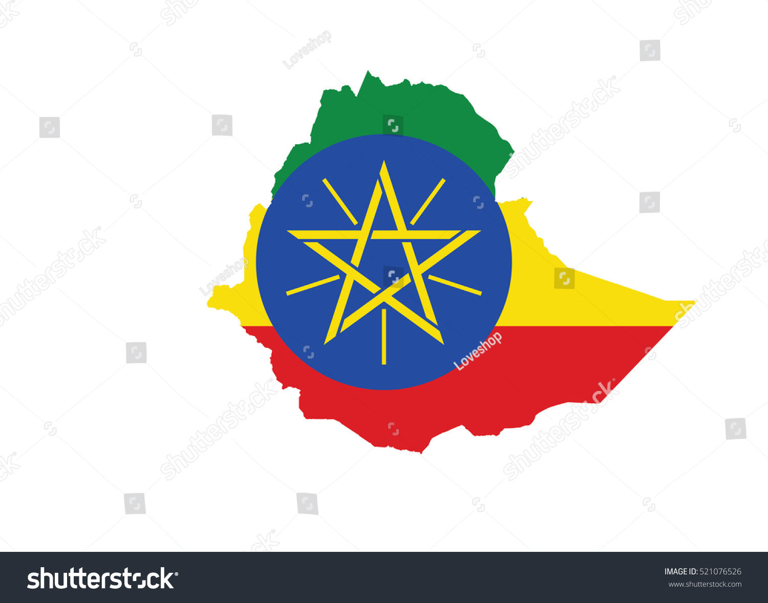 Flag-map of Ethiopia. - Royalty Free Stock Vector 521076526 - Avopix.com