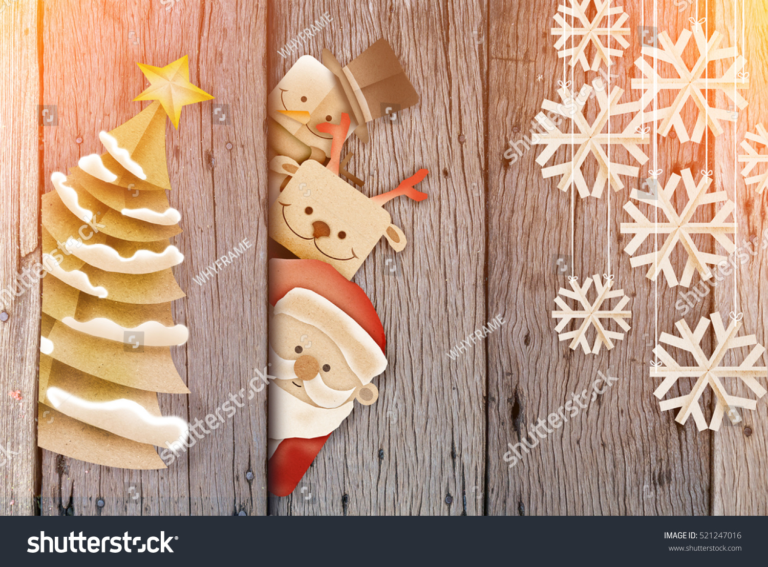 Greeting card, Christmas card with Santa Claus ,deer and snowman,snowflake #521247016