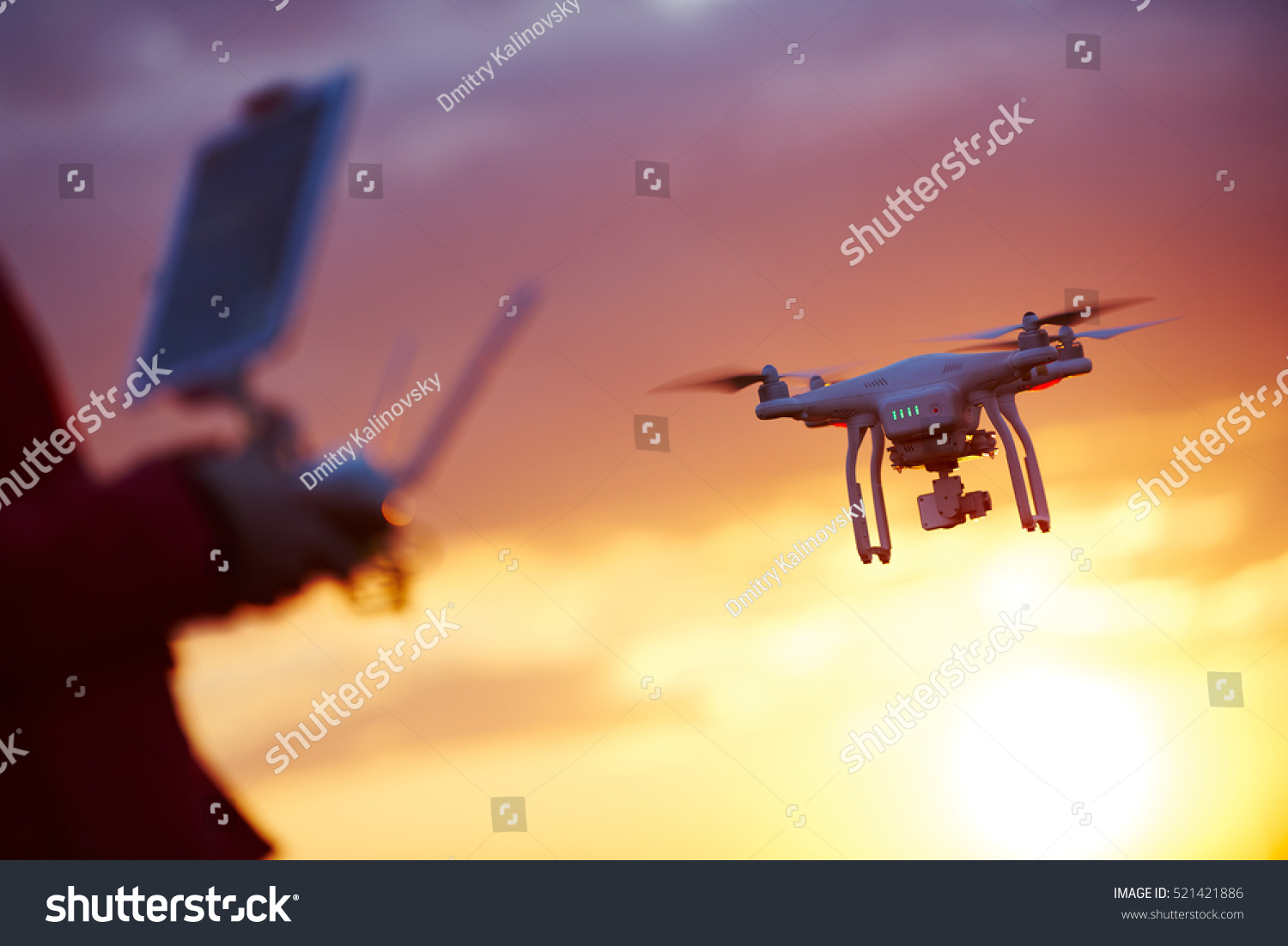 drone pilotage at sunset #521421886