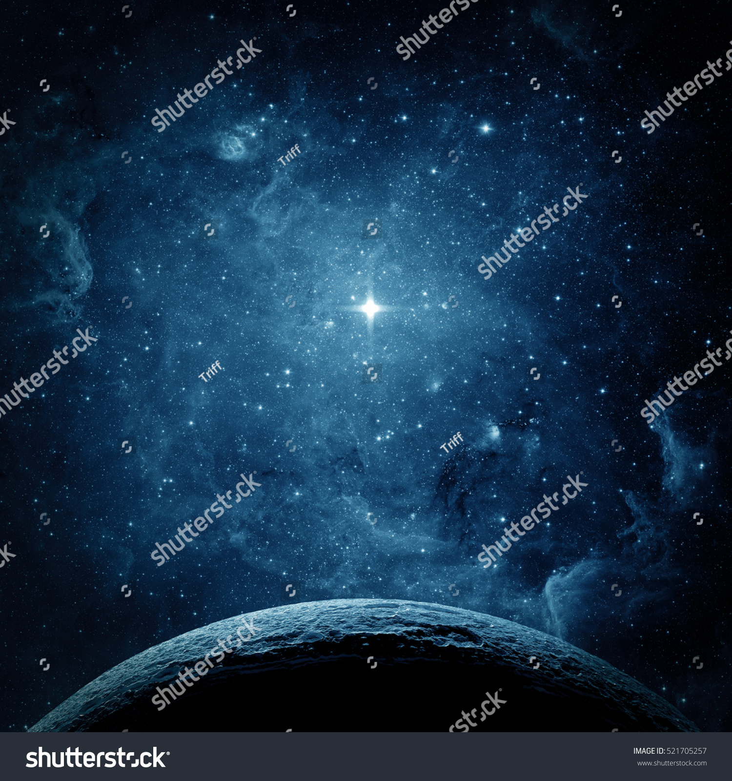 Blue planet and galaxy. Elements of this image furnished by NASA. #521705257