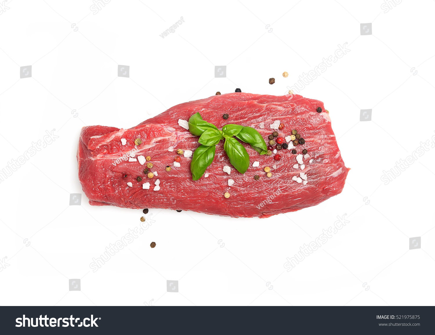 raw beef meat fillet on a white background.Top view.
 #521975875