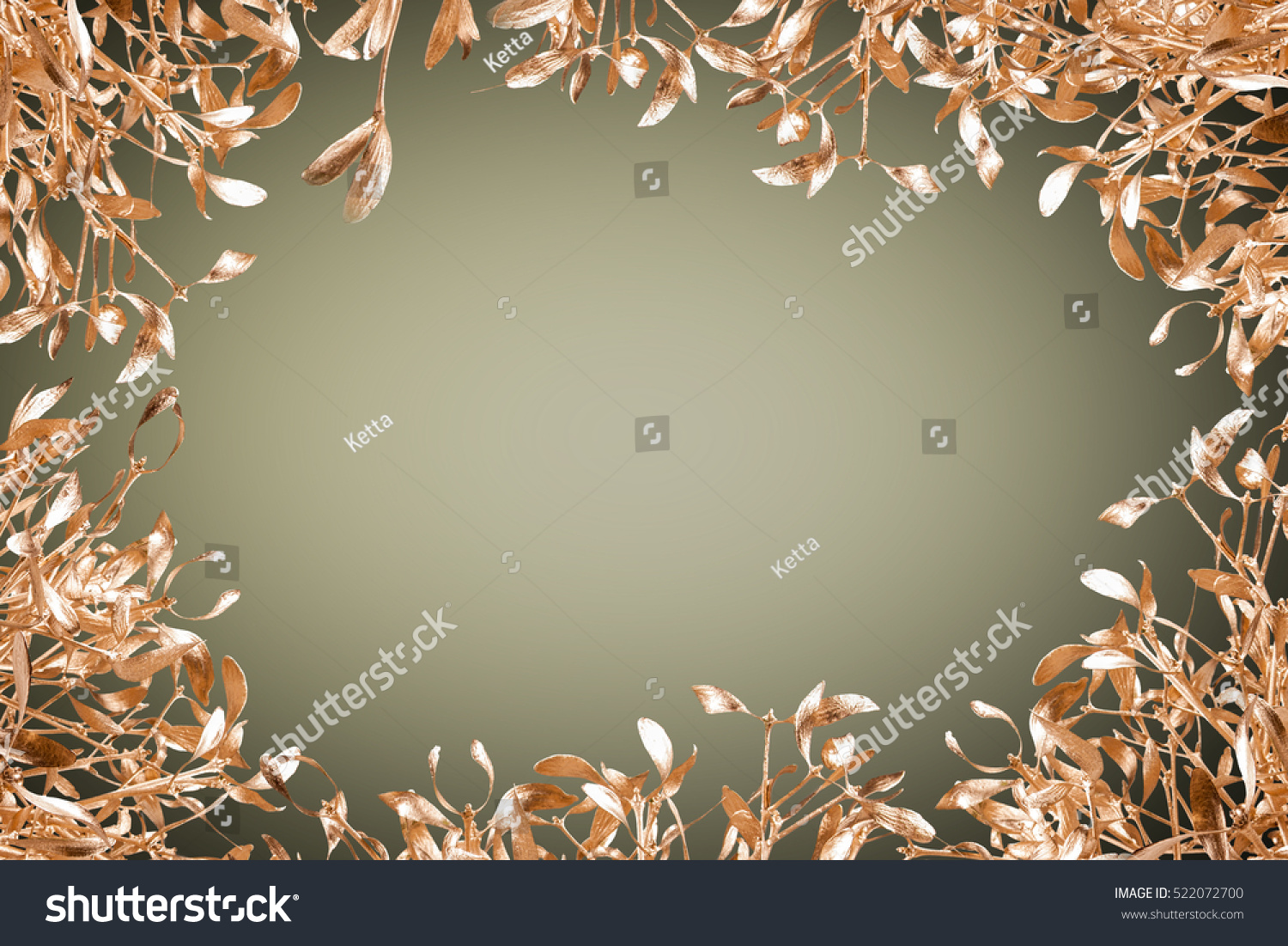 gold mistletoe on christmas background #522072700