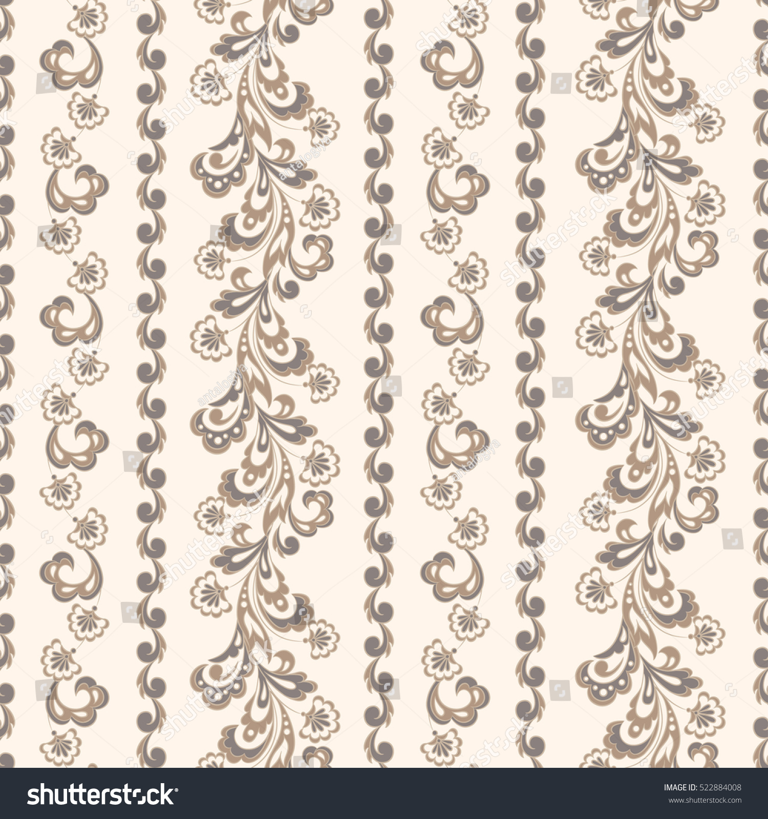 Striped seamless floral background with. Wallpaper vector Illustration #522884008