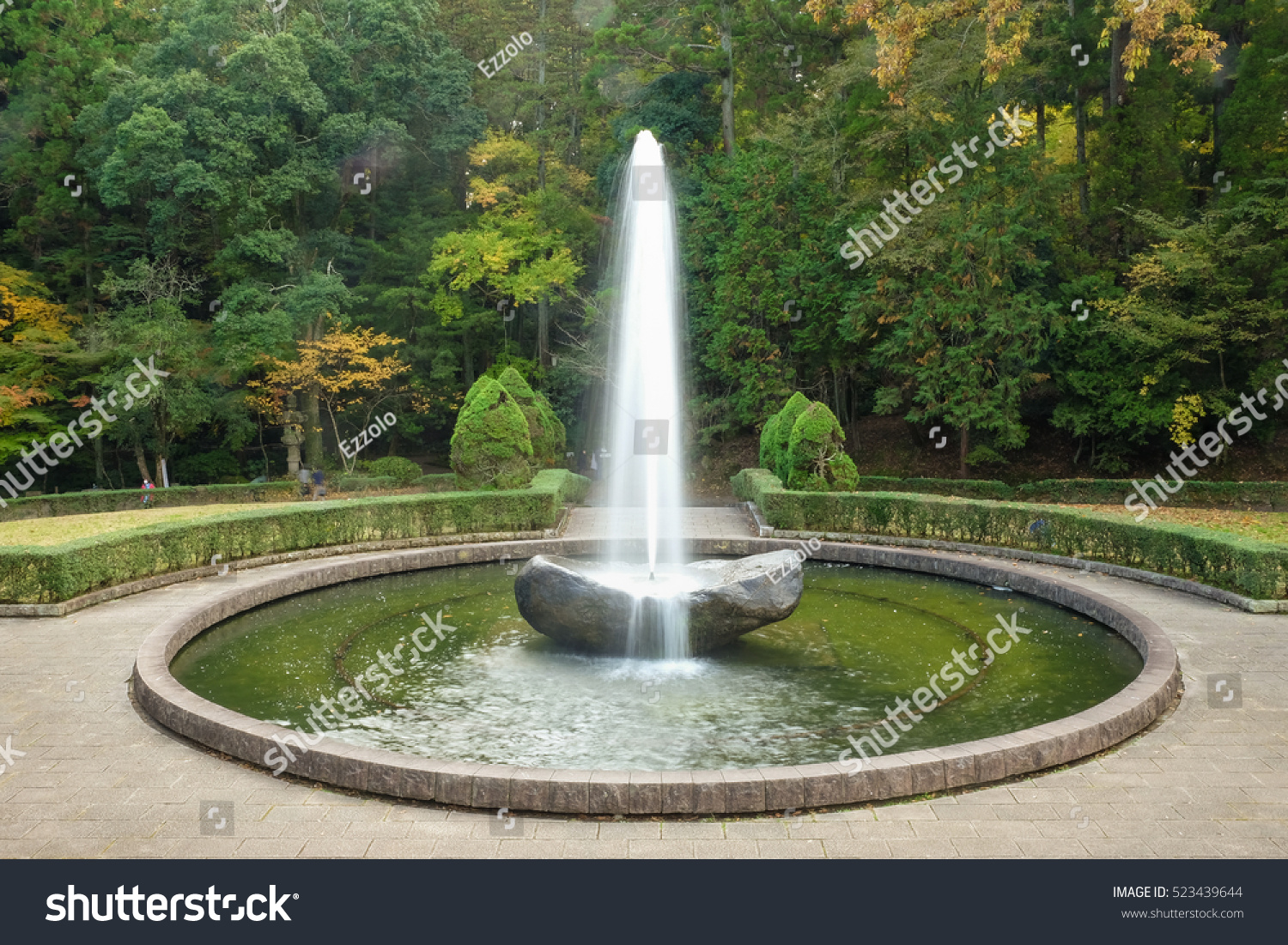 The fountain in japanese garden. #523439644