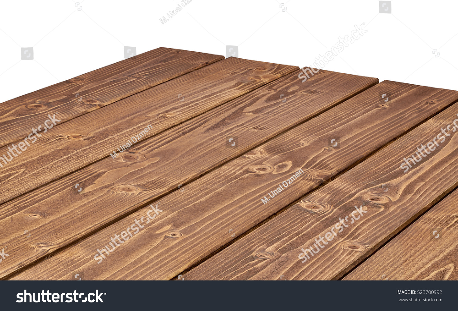 Perspective view of wood or wooden table corner on white background including clipping path
 #523700992