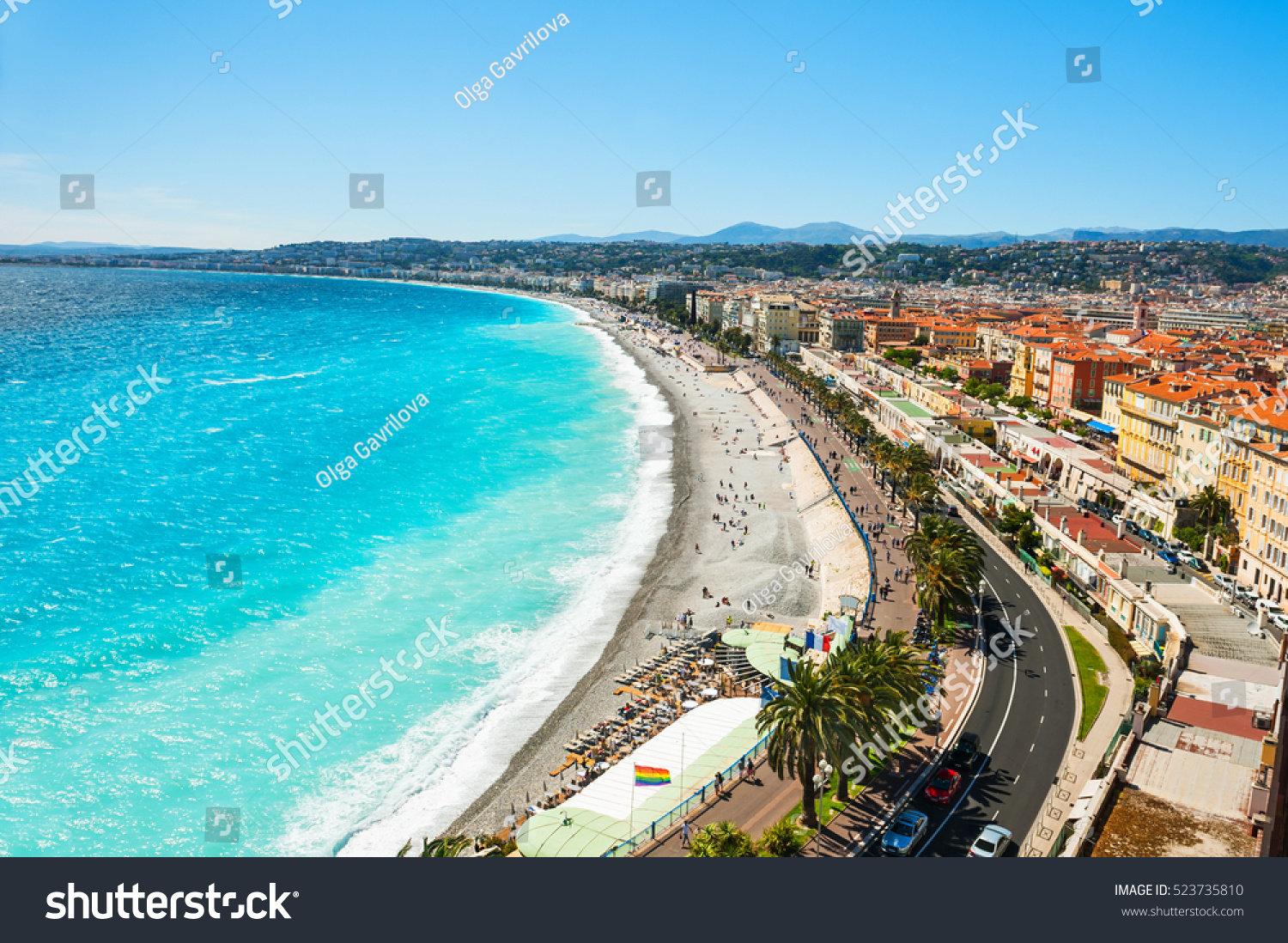 Panoramic view of the sea coast in Nice, France #523735810