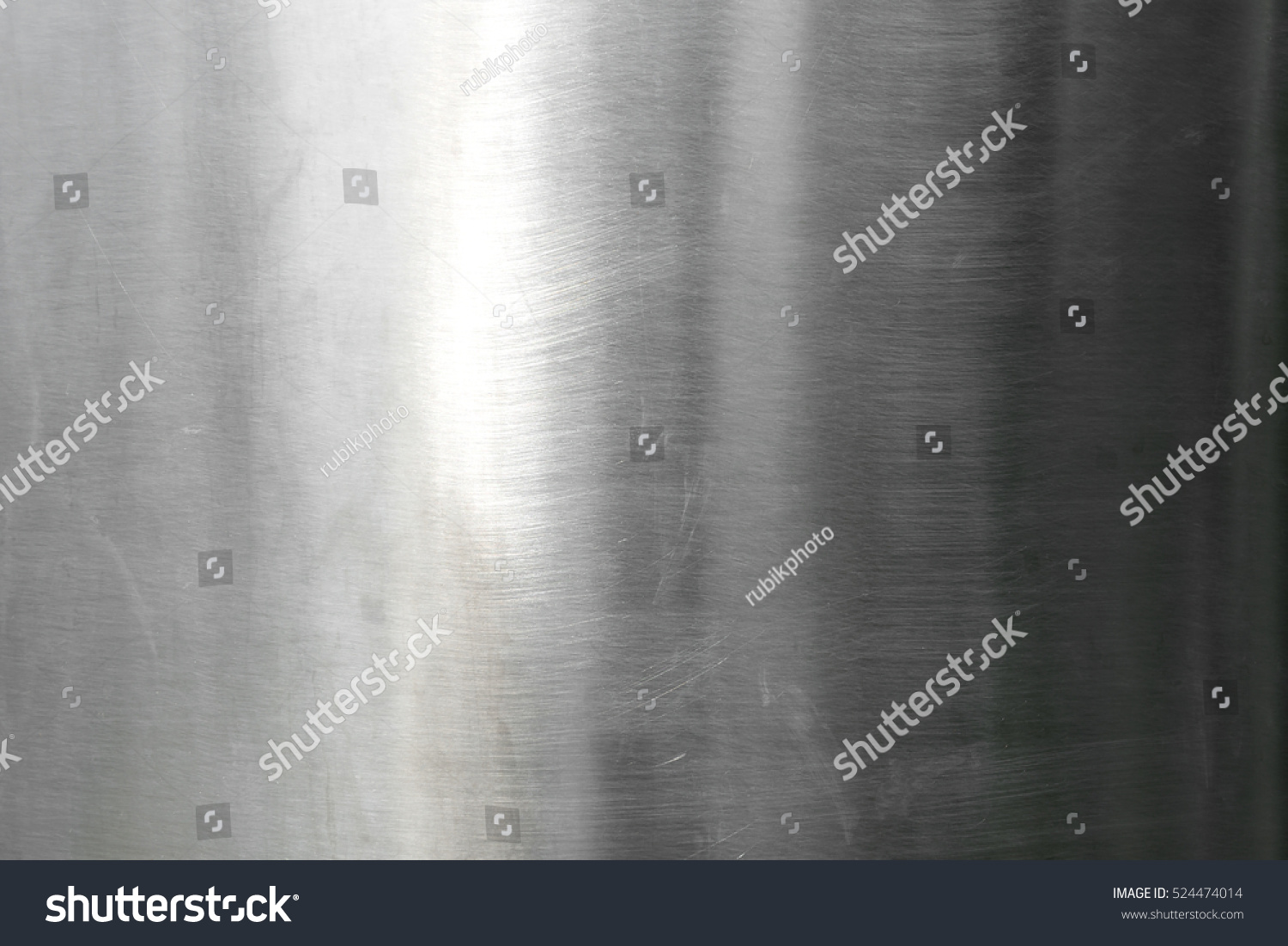 Metal stainless steel surface background or aluminum brushed silver metal texture with reflection. #524474014