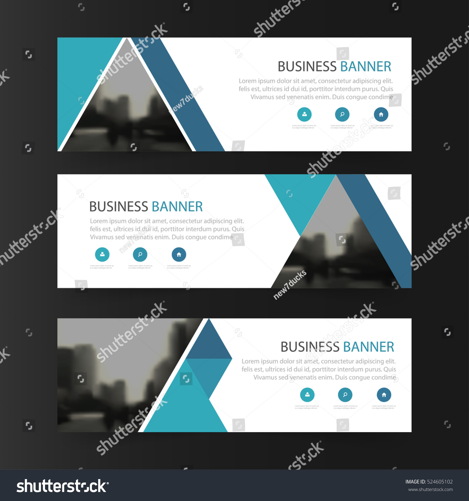 Blue abstract triangle corporate business banner template, horizontal advertising business banner layout template flat design set #524605102