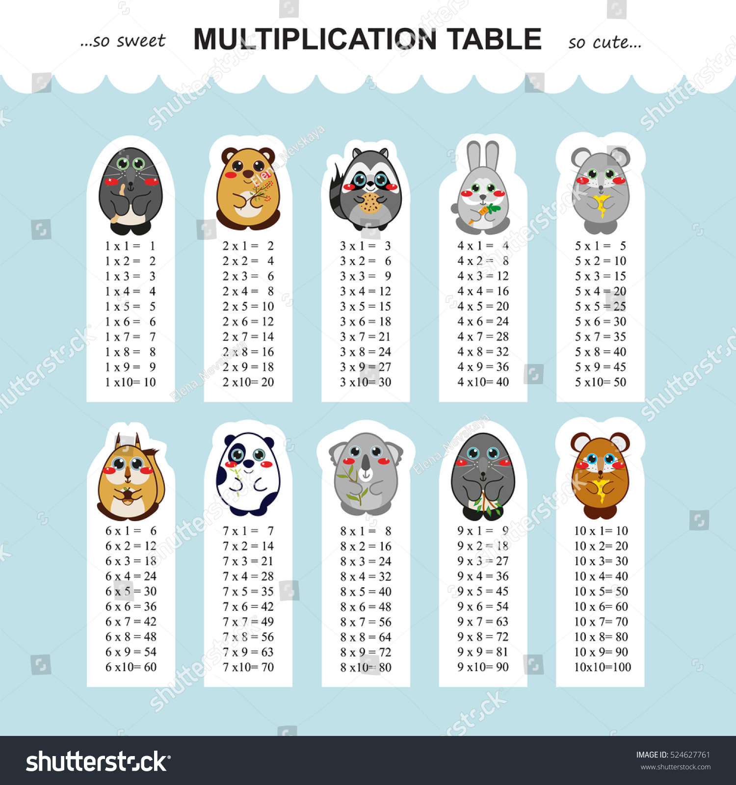 vector multiplication table printable bookmarks royalty free stock vector 524627761 avopix com