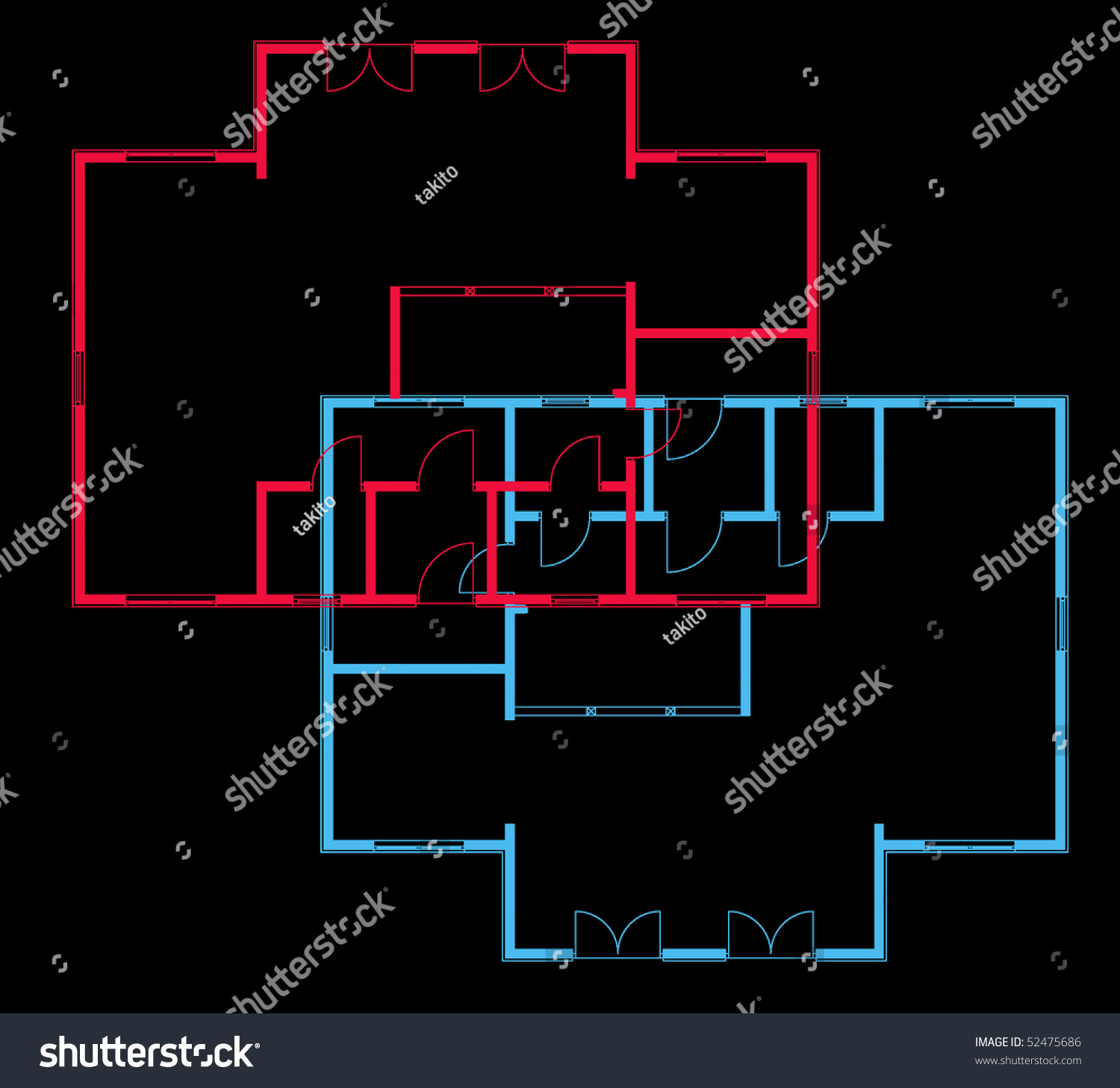 vector house blueprint background - Royalty Free Stock Vector 52475686 ...
