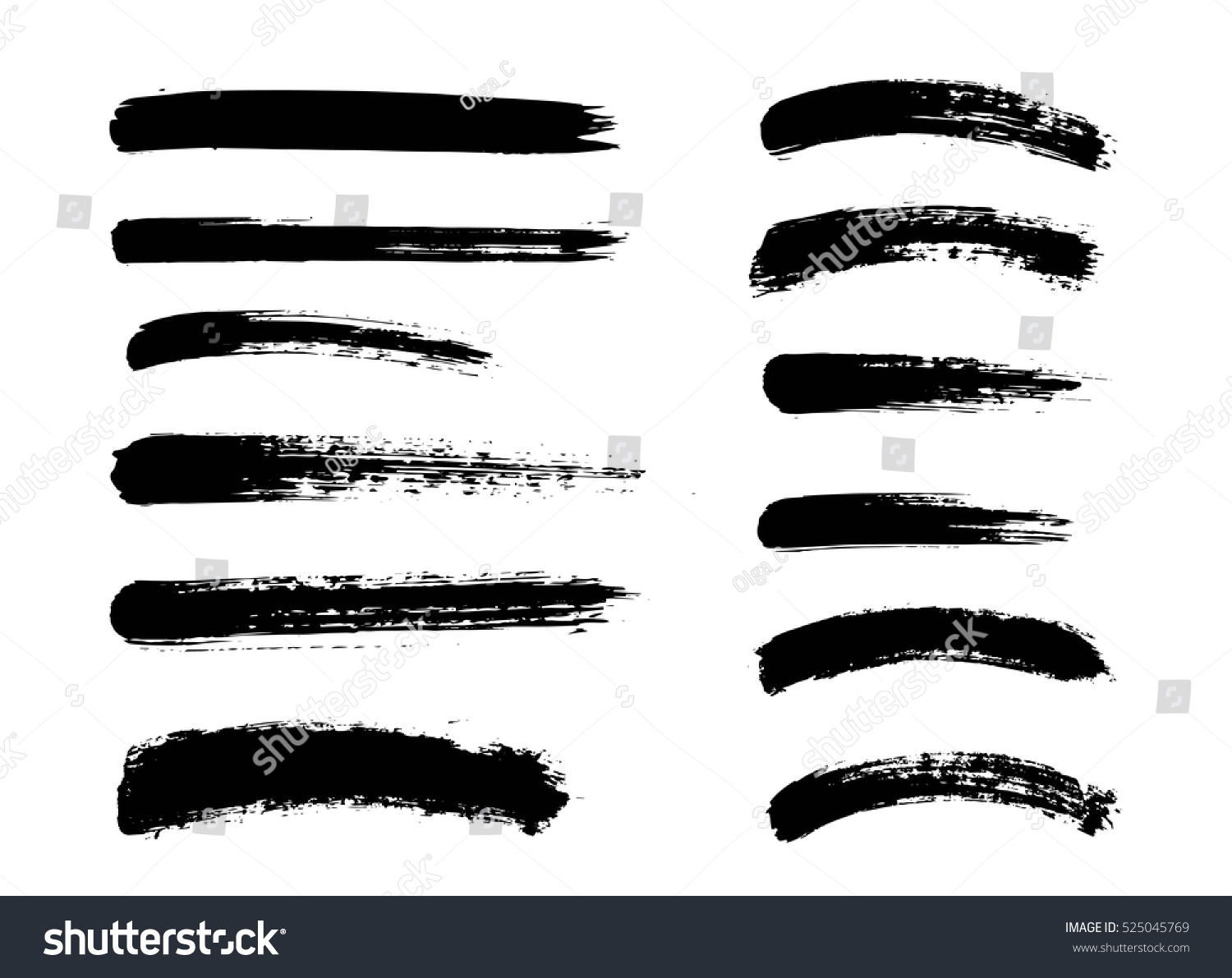 Set of black paint, ink brush strokes, brushes, lines. Dirty artistic design elements #525045769