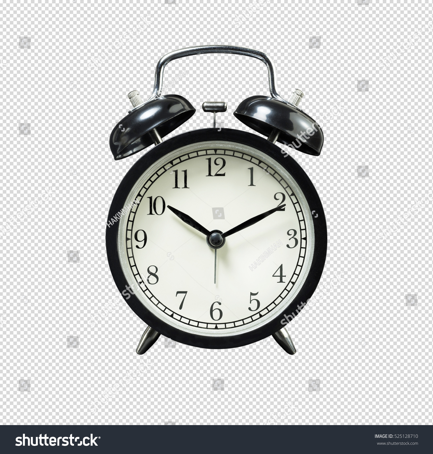 Black retro alarm clock on isolated background / clipping paths #525128710