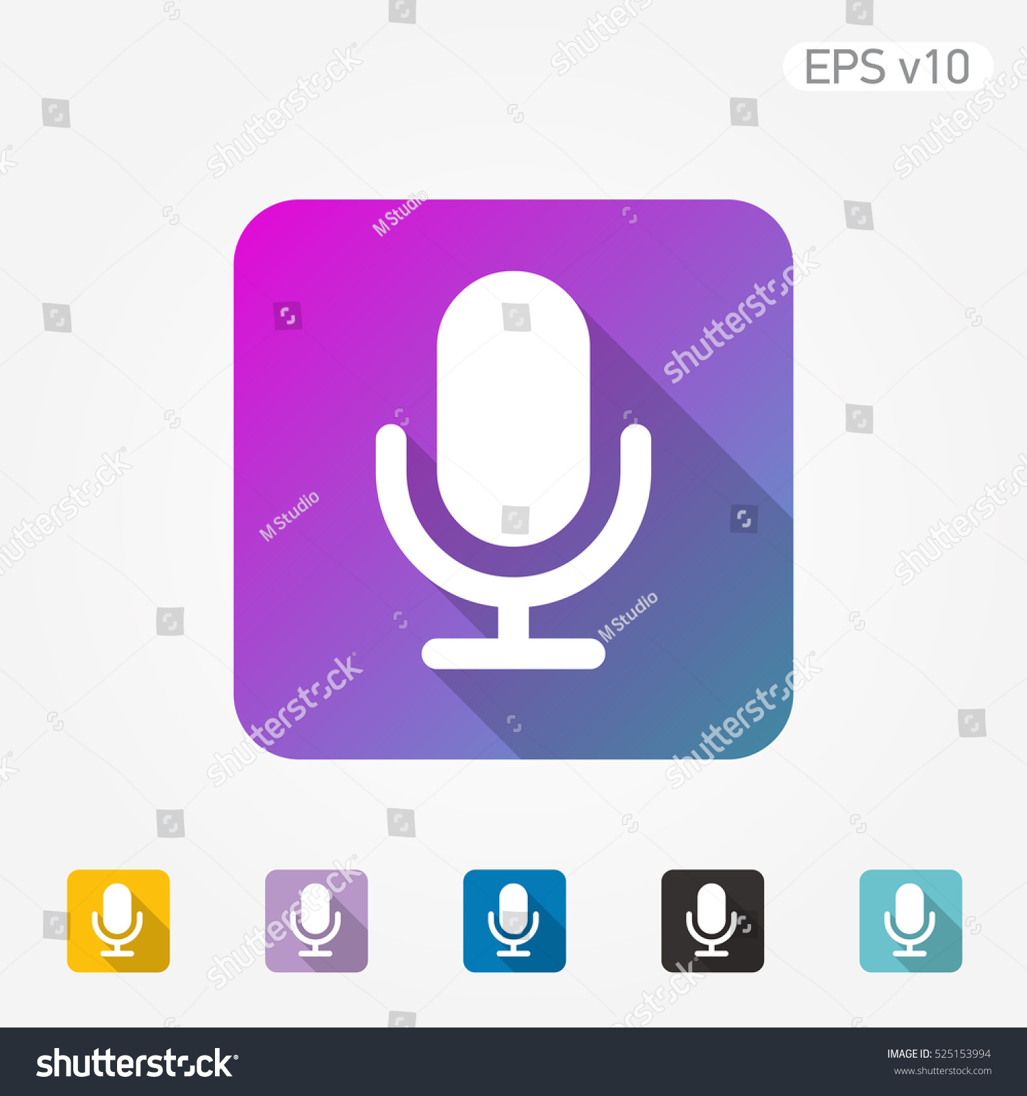 Colored icon of microphone symbol with shadow - Royalty Free Stock ...