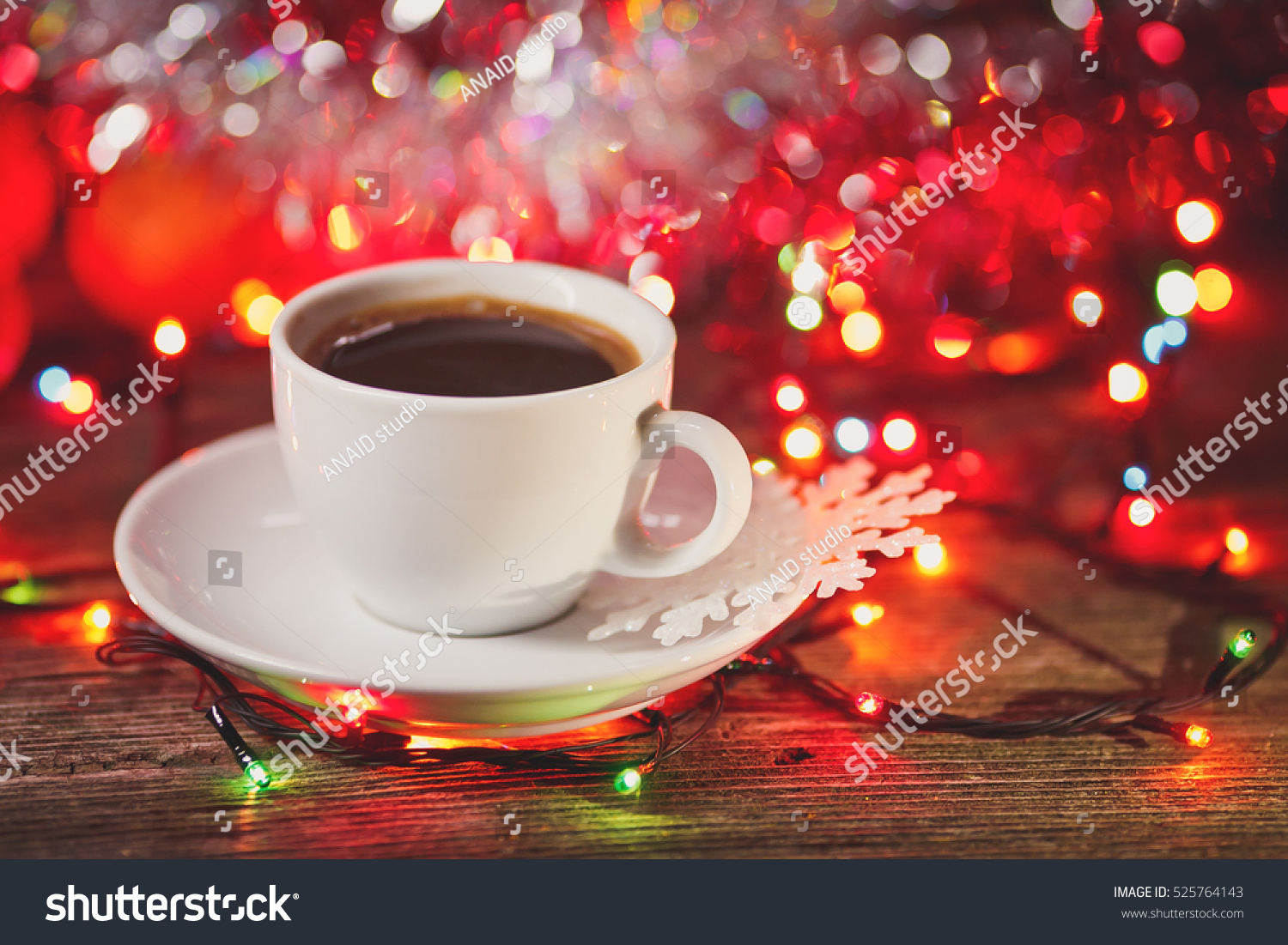 cup of coffee with cinnamon on a Christmas Royalty Free