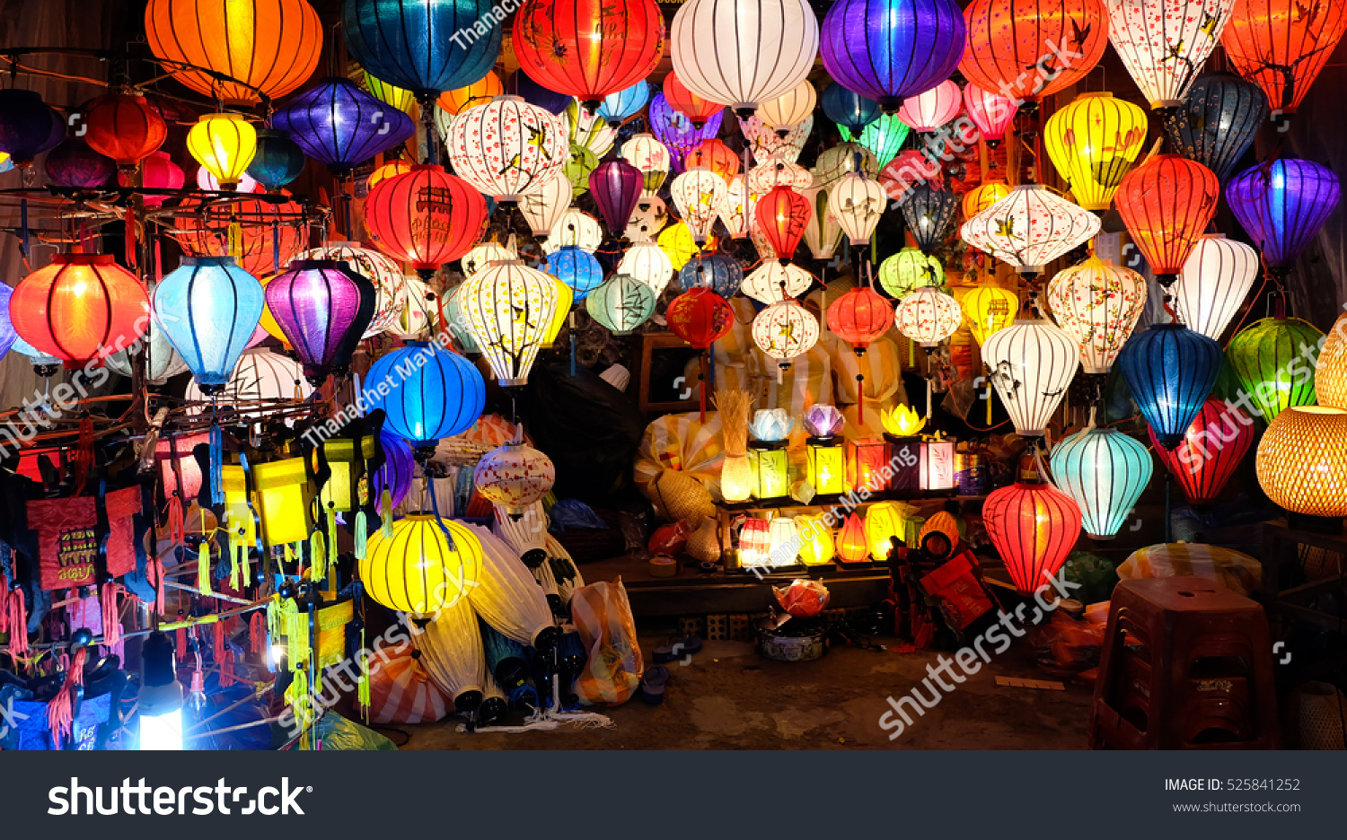 Lanterns at old town shop in Hoi An, Vietnam. #525841252