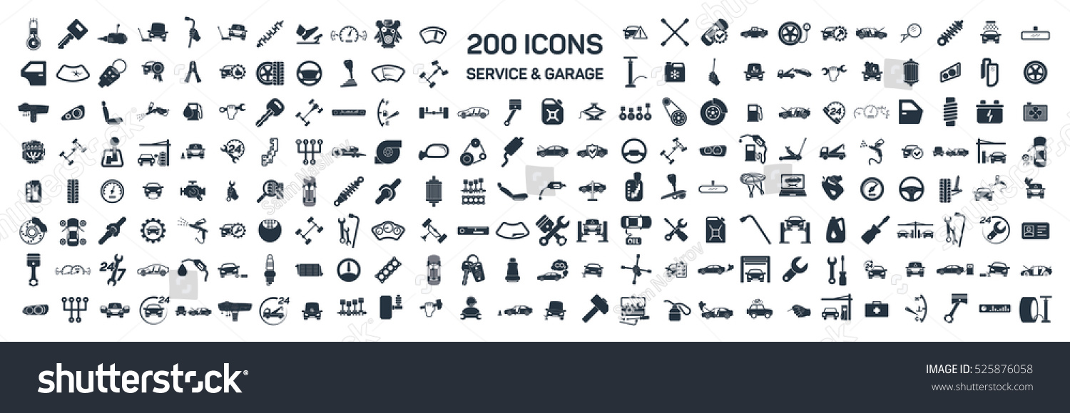 Car service & garage 200 isolated icons set on white background, repair, car detail  #525876058
