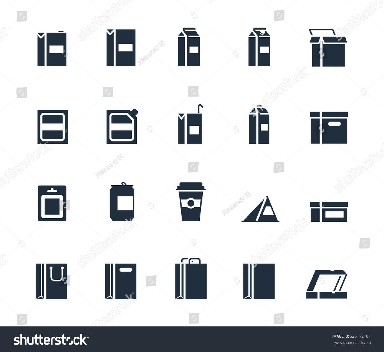 Vector package types icon set - Royalty Free Stock Vector 526172107 ...