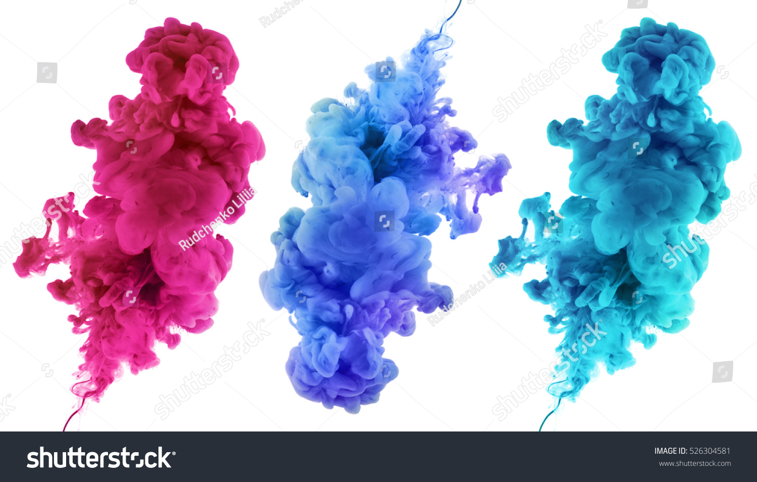 Acrylic colors and ink in water. Abstract background. Isolated. Collection. #526304581