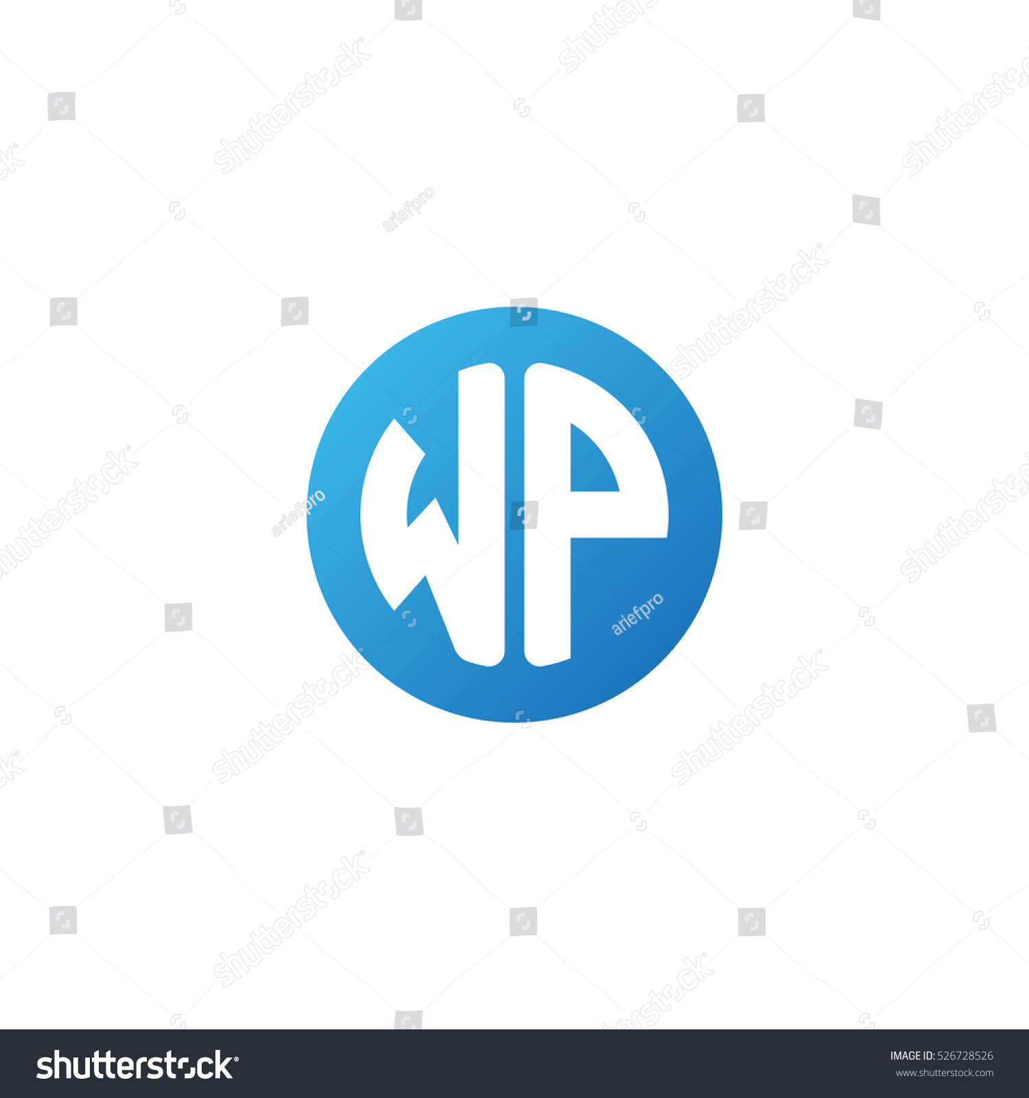 Initial letters WP circle shape blue simple logo - Royalty Free Stock ...