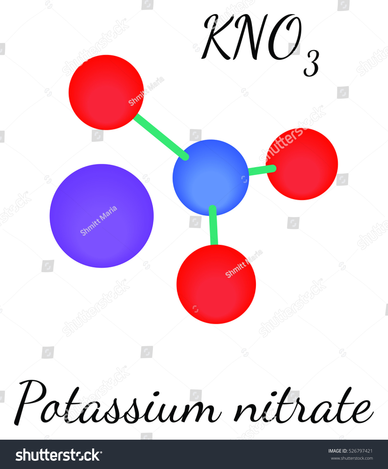 Kno3 Potassium Nitrate Molecule Isolated On Royalty Free Stock Vector