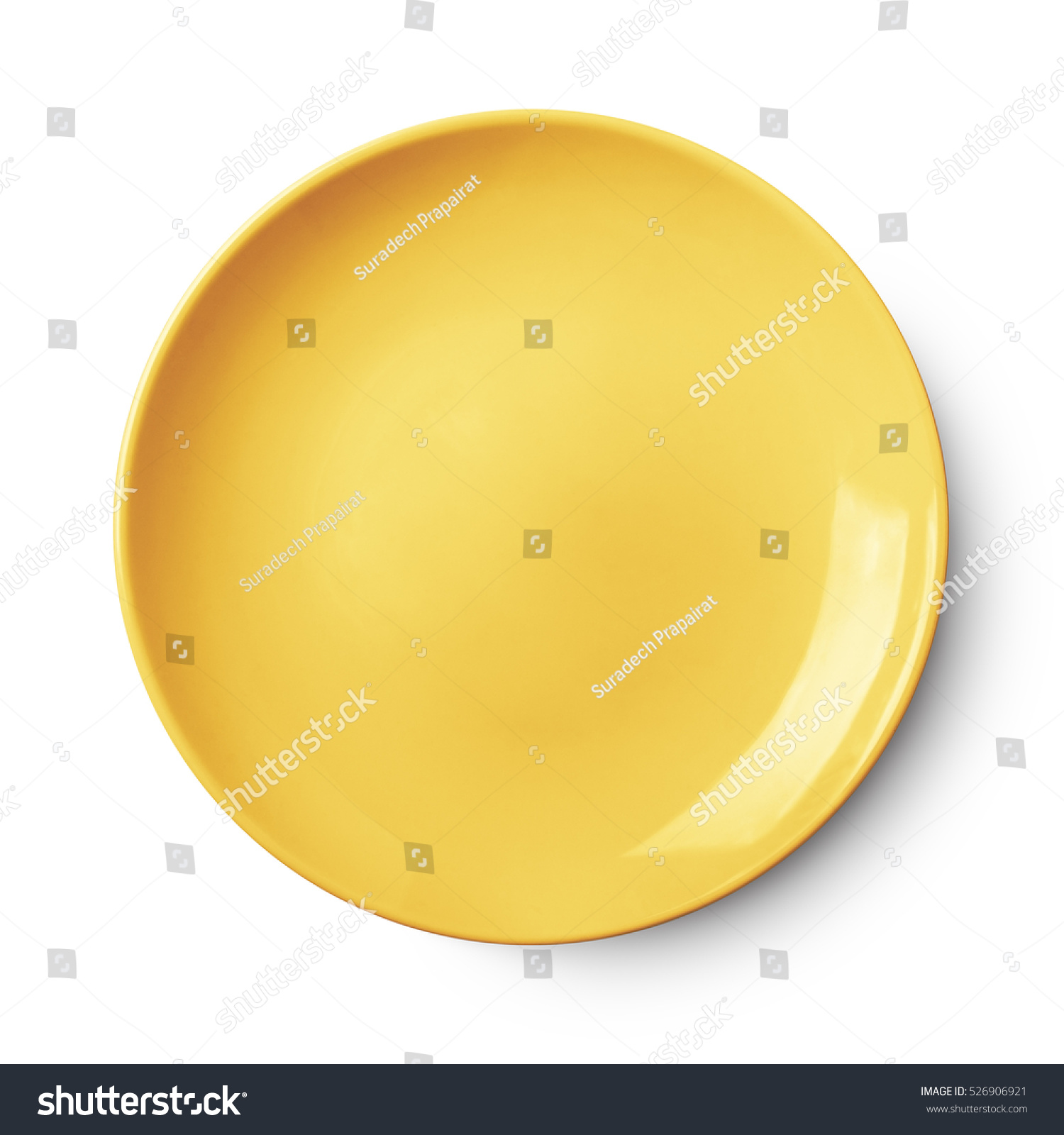 Empty ceramic round plate isolated on white background with clipping path #526906921
