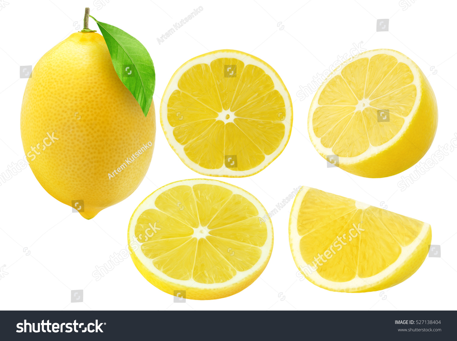 Collection of lemon fruits isolated on white #527138404