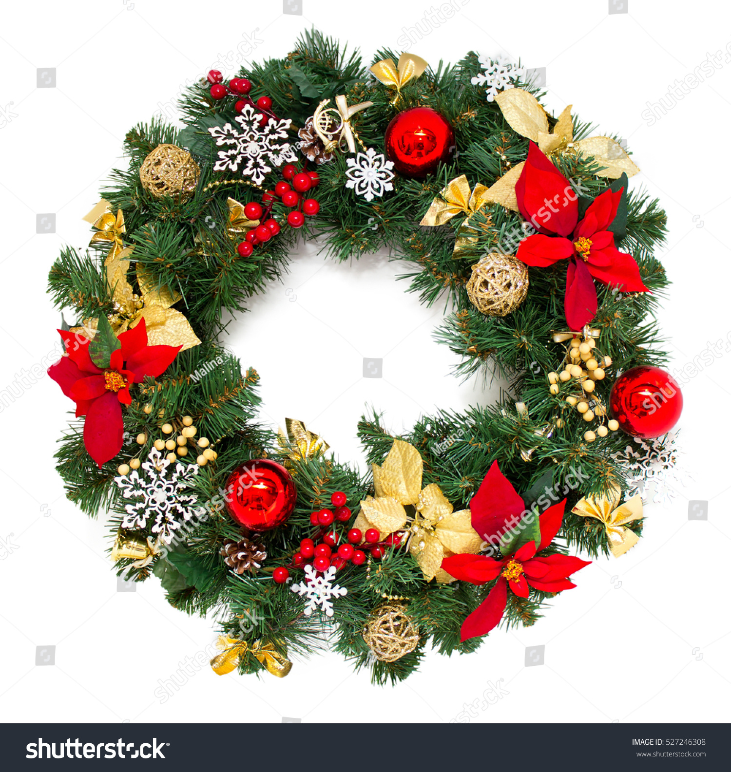 Christmas wreath, isolated on white #527246308