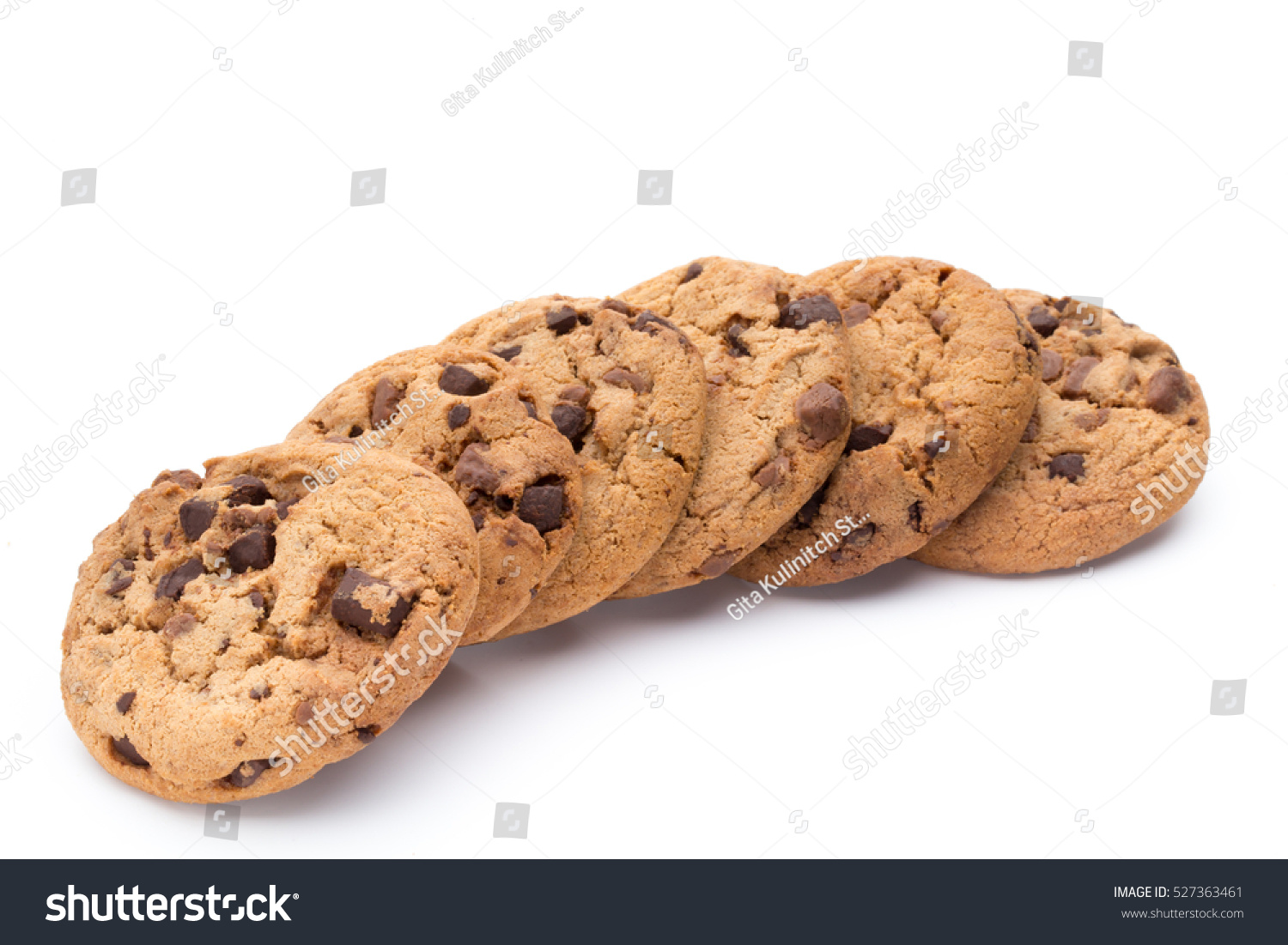 Chocolate chip cookie on white background. #527363461