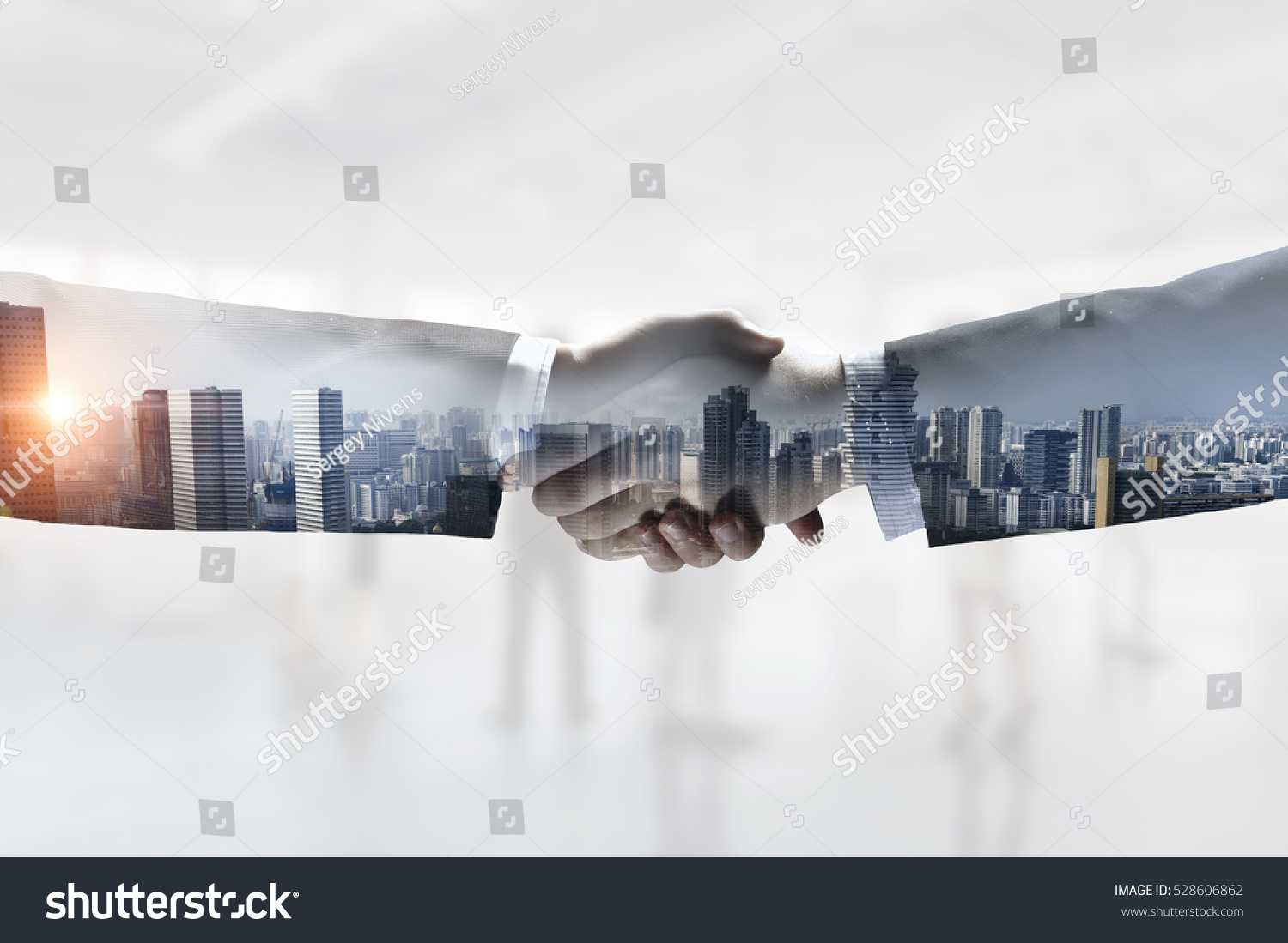 Partners shaking hands . Mixed media #528606862