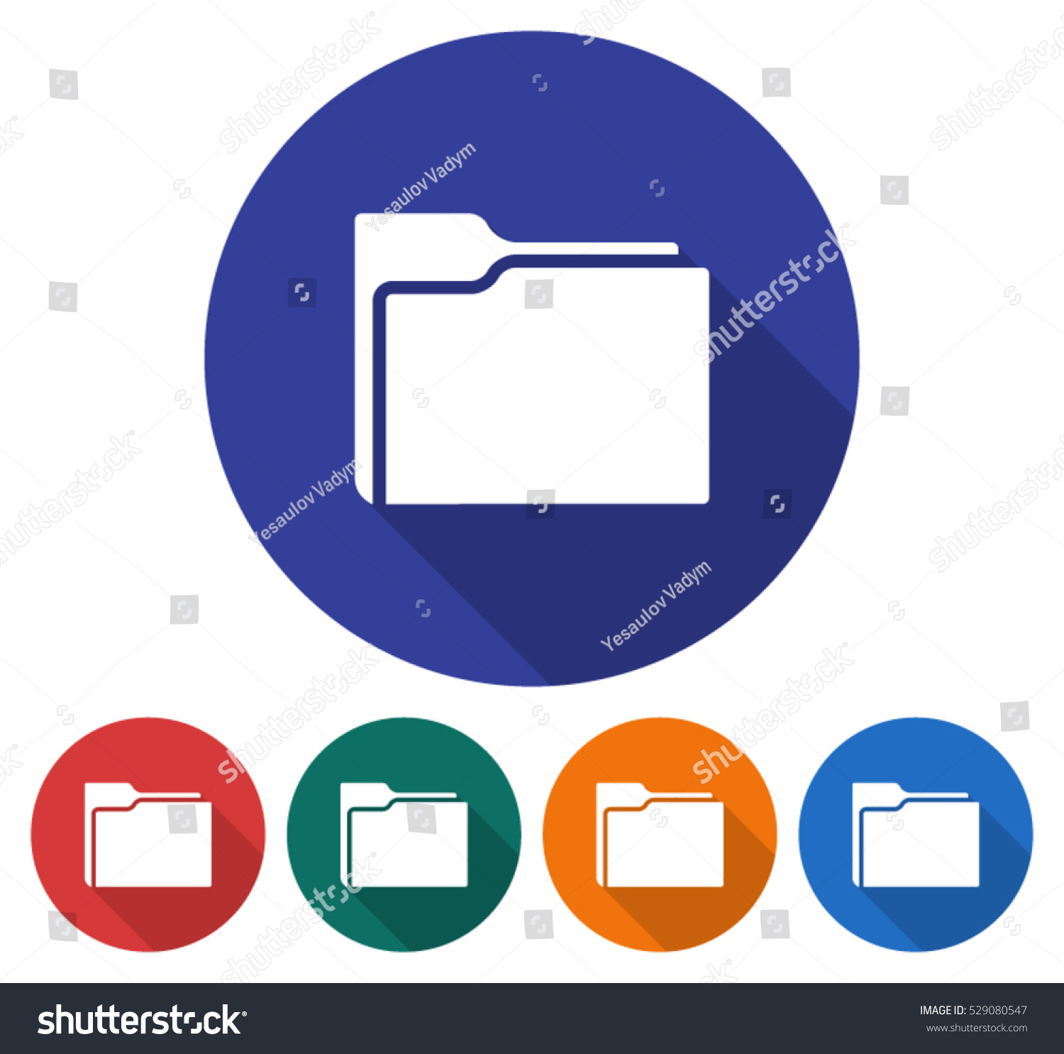 Round icon of folder. Flat style illustration - Royalty Free Stock ...