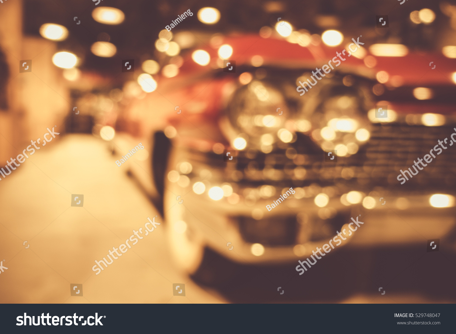 defocus or blur image of retro car and motorcycle, effect by vintage style #529748047