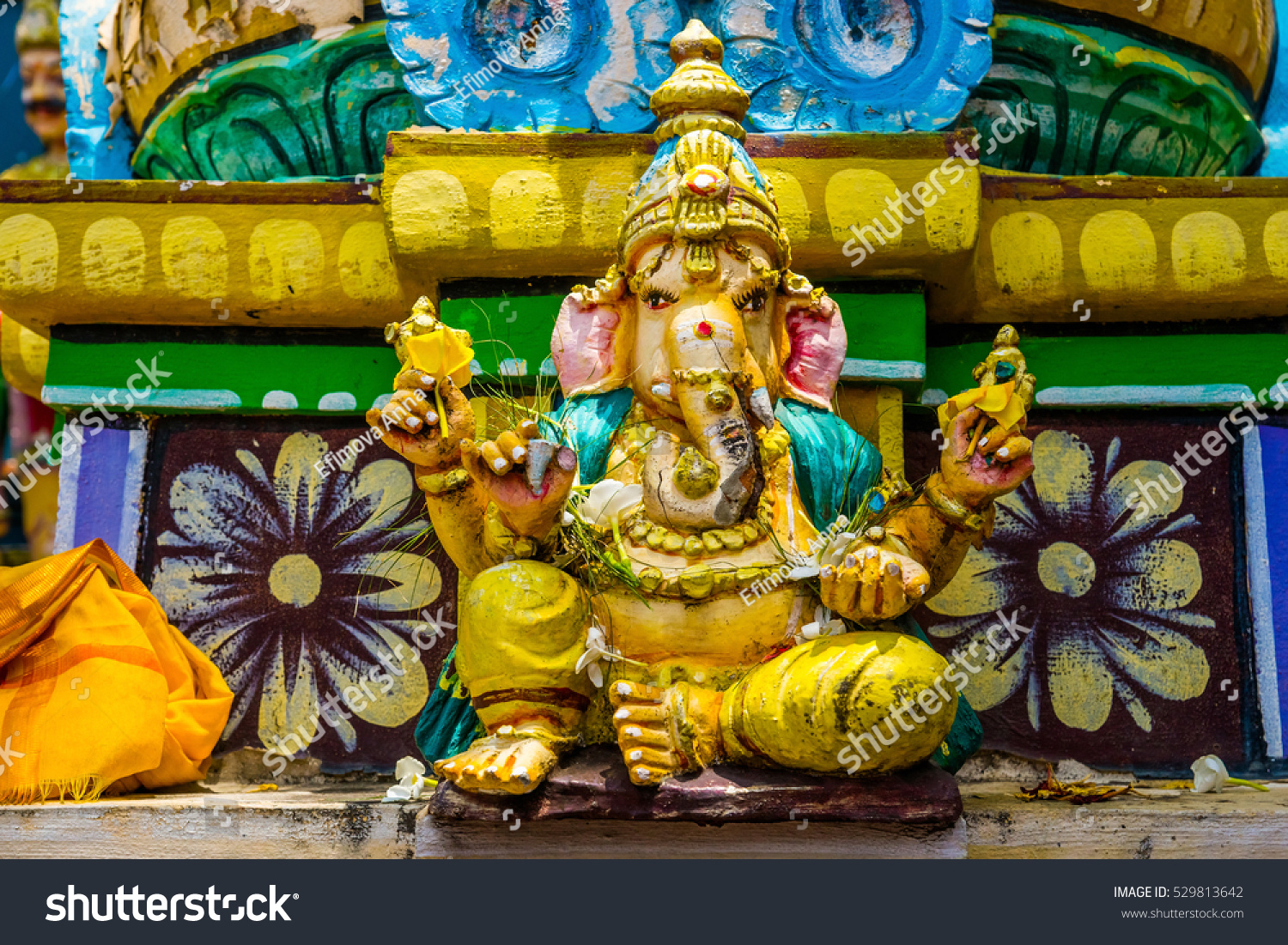 The Lord Ganesha Statue in Shiwa Hindu temple. Galle town, Sri Lanka. #529813642