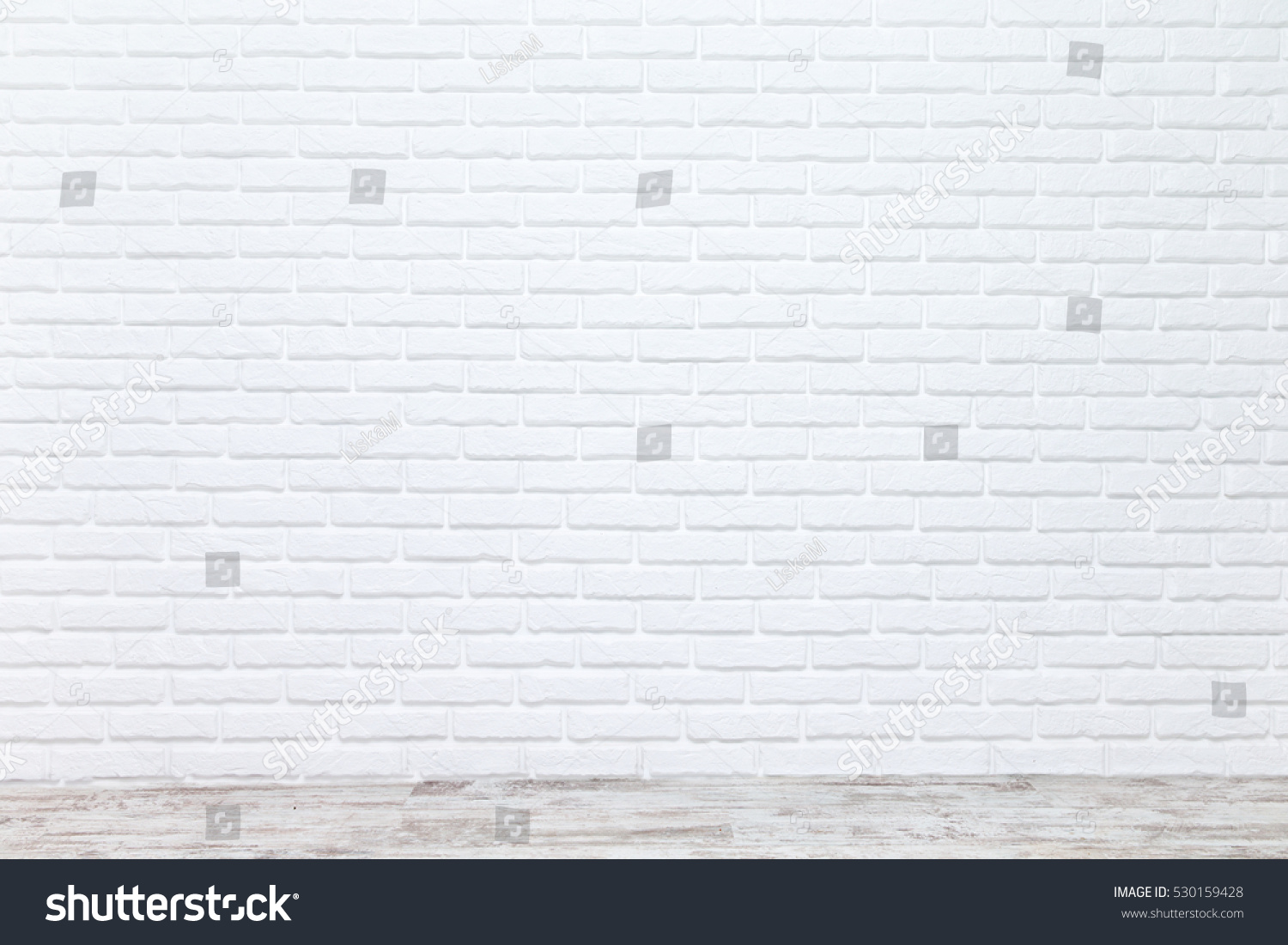 White brick wall for background or texture #530159428
