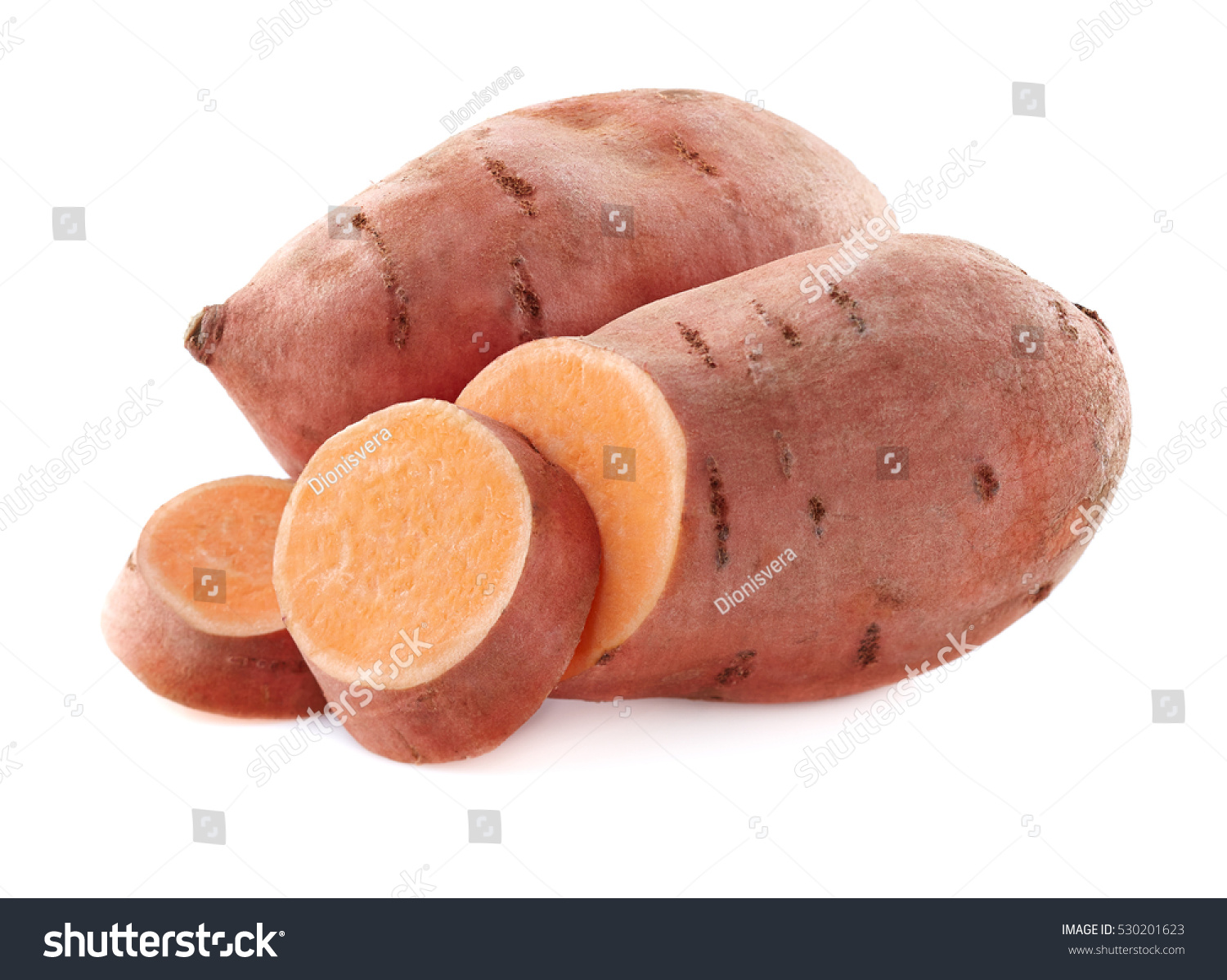 Sweet potato in closeup on a white background #530201623