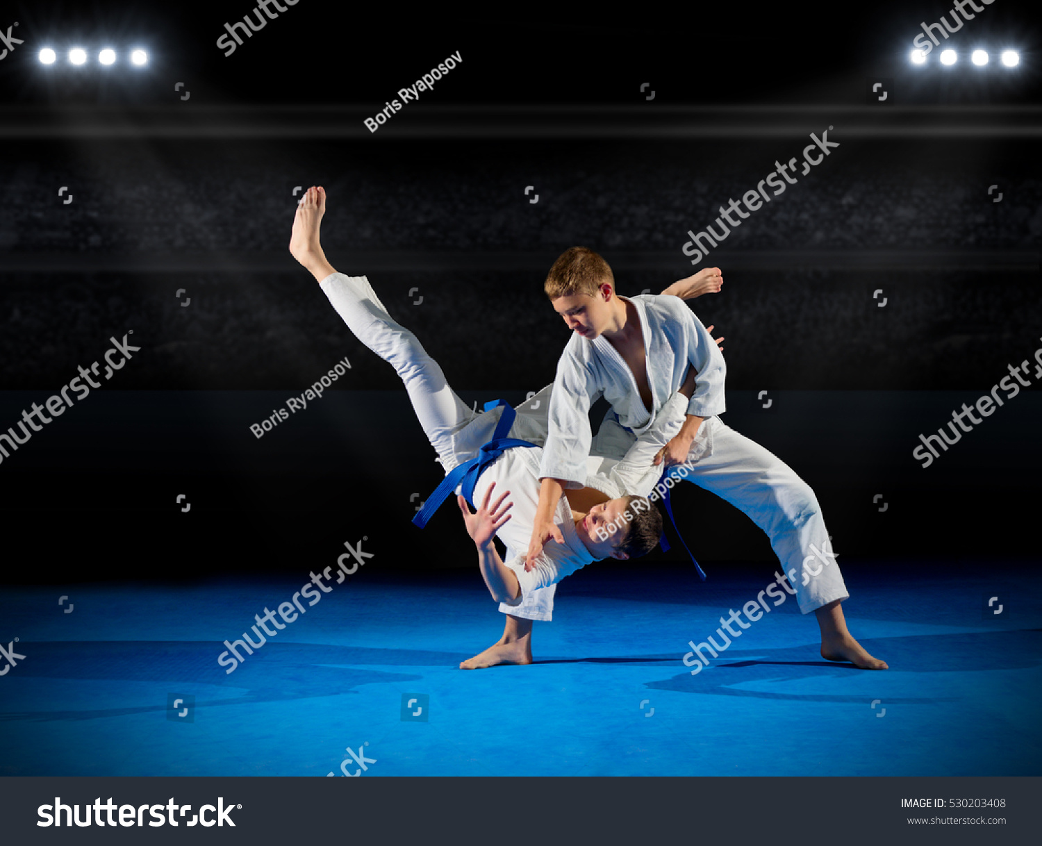 Boys martial arts fighters in sports hall #530203408