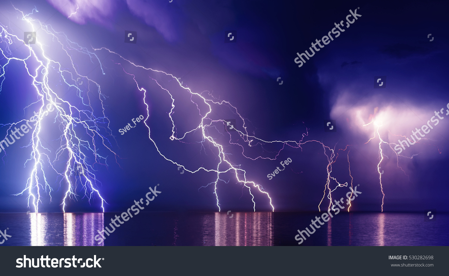 Lightning storm over Black sea near Feodosia #530282698
