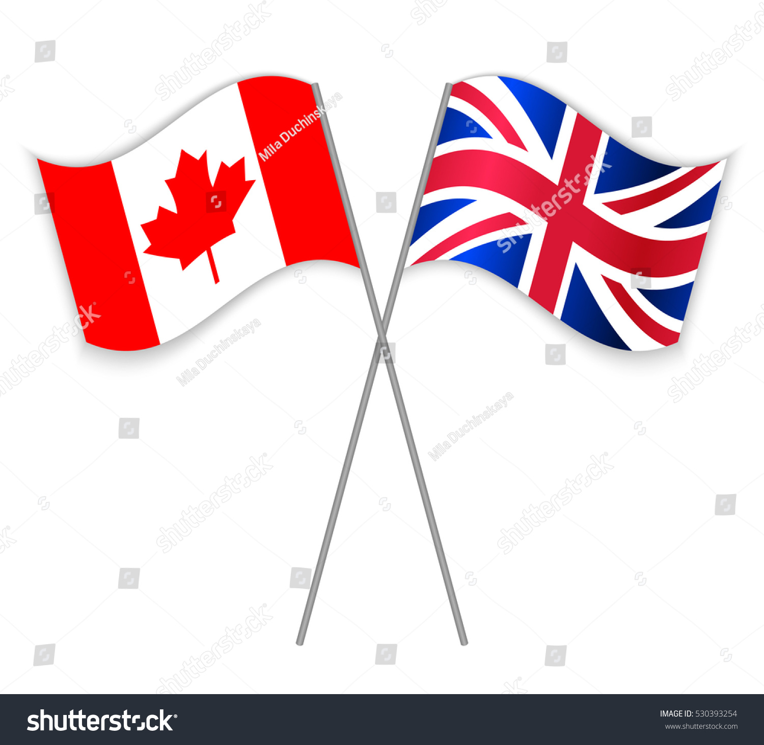 Canadian and British crossed flags. Canada - Royalty Free Stock Vector ...