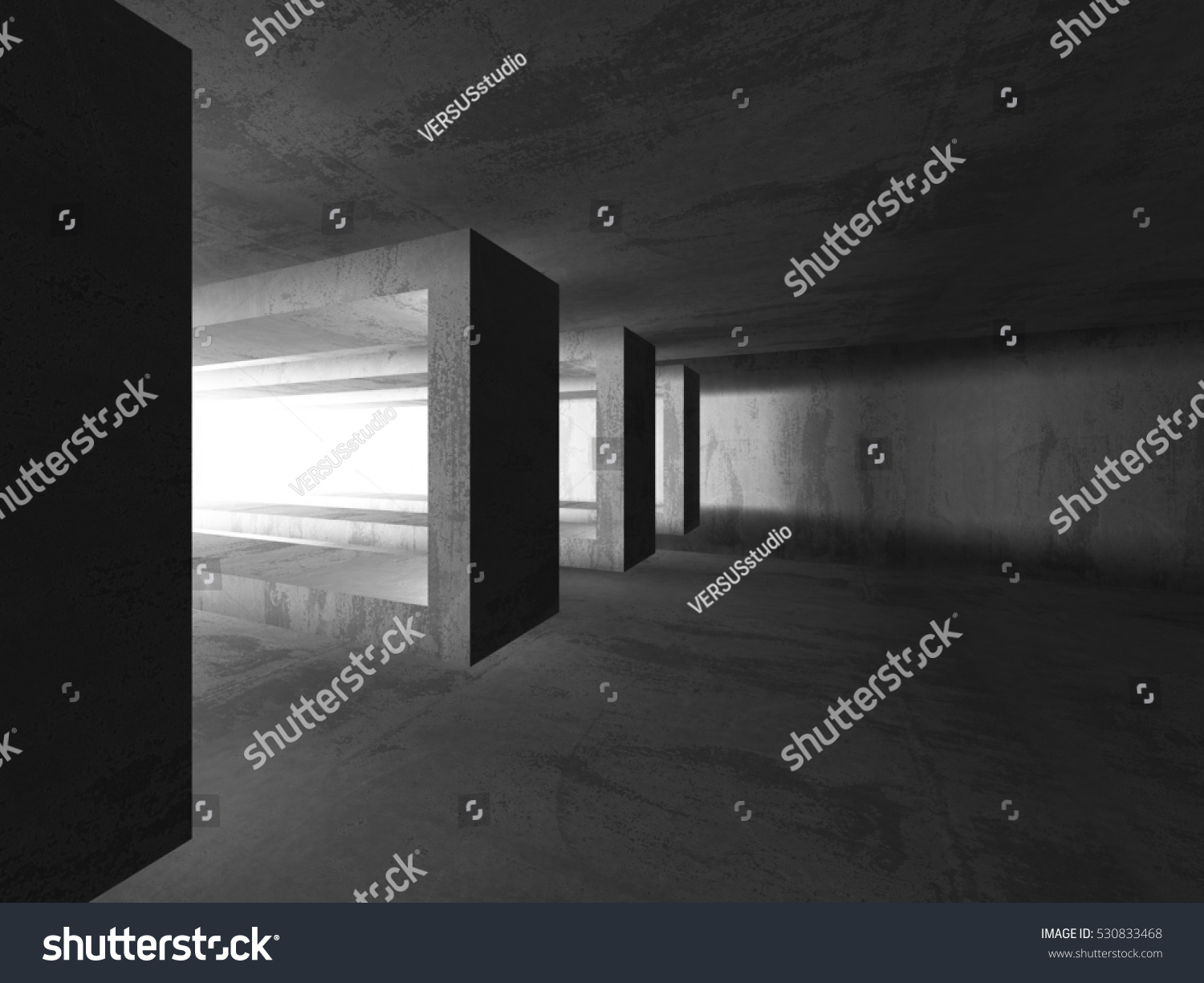 Abstract concrete geometric architecture background. 3d render illustration #530833468