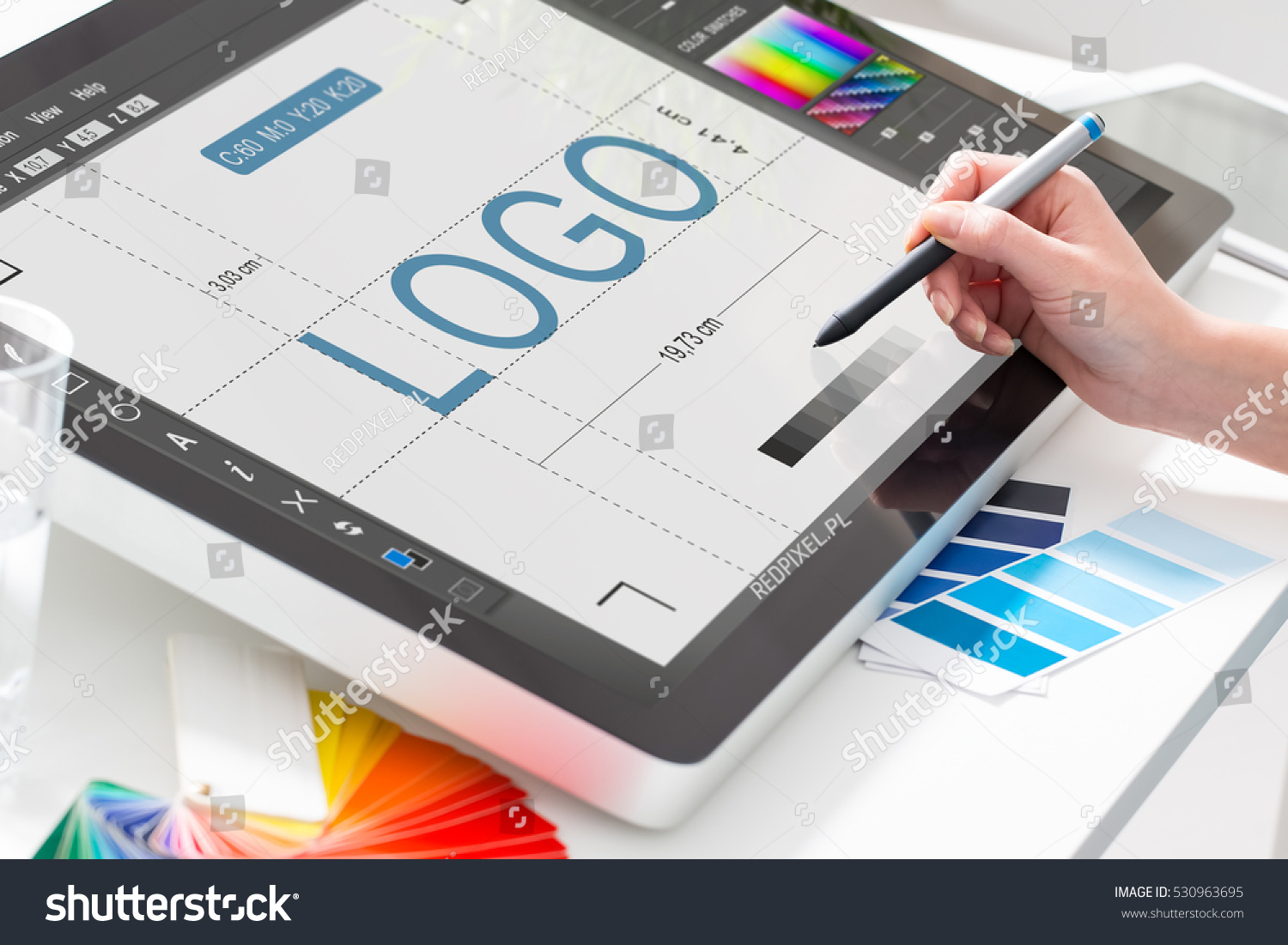 logo design brand designer sketch graphic drawing creative creativity draw studying work tablet concept - stock image #530963695