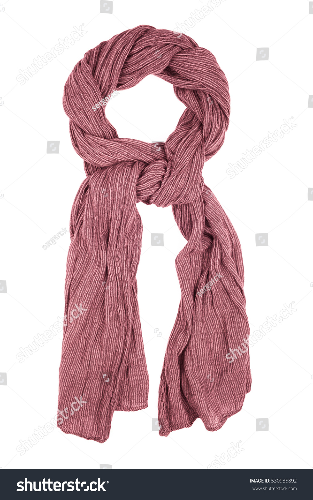 Purple wool scarf isolated on white background. Female accessory. #530985892