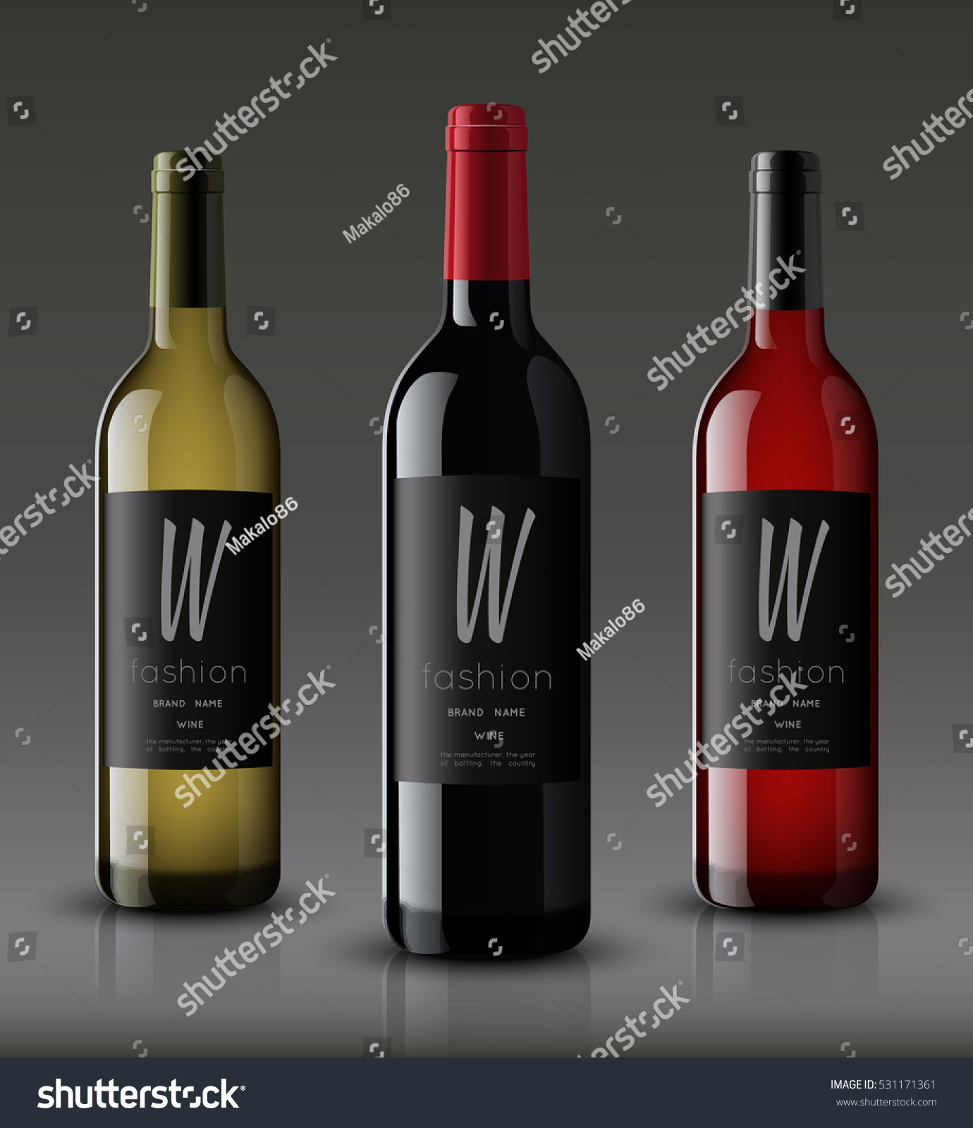 Vector, wine bottle, made in a realistic style. on a white background. It can serve as a layout for future design and Publicity of your product. #531171361