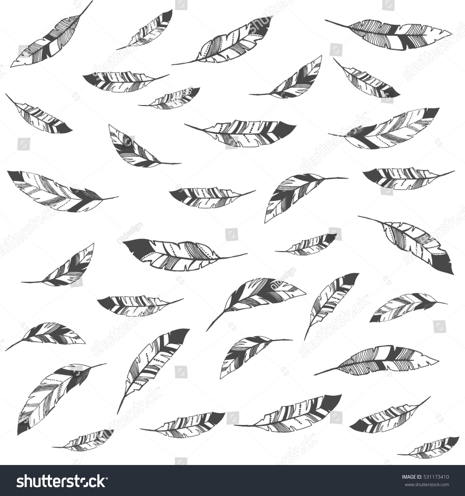 Vector Black and White Feather Pattern - Royalty Free Stock Vector ...