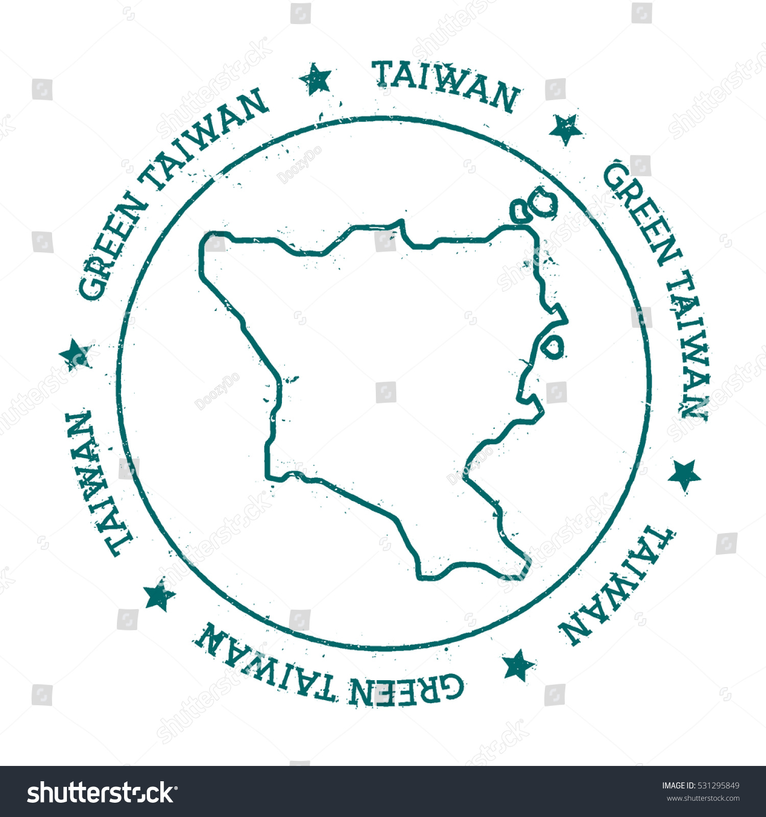 Green Island Taiwan Vector Map Retro Vintage Royalty Free Stock