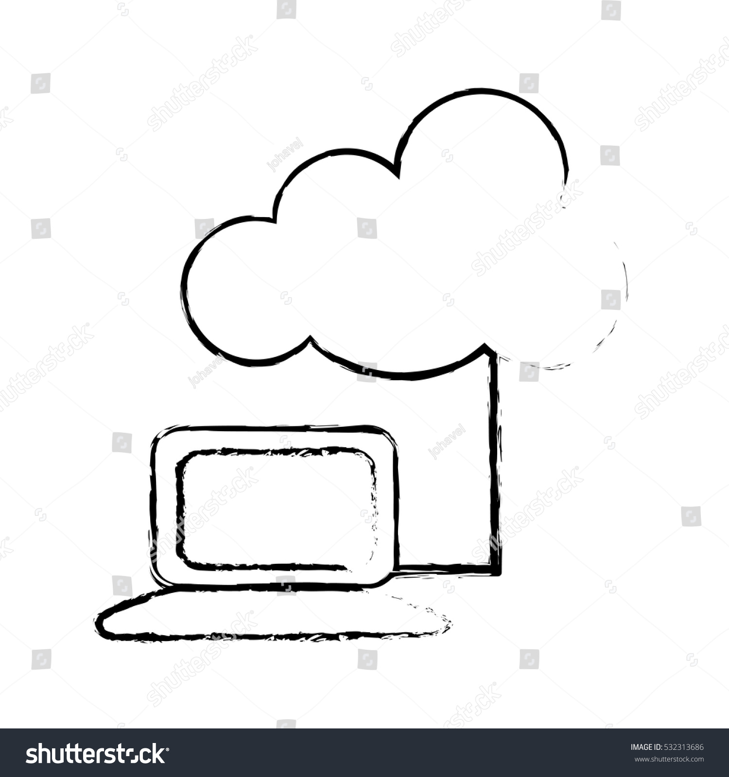 computer with cloud storage icon image vector - Royalty Free Stock ...