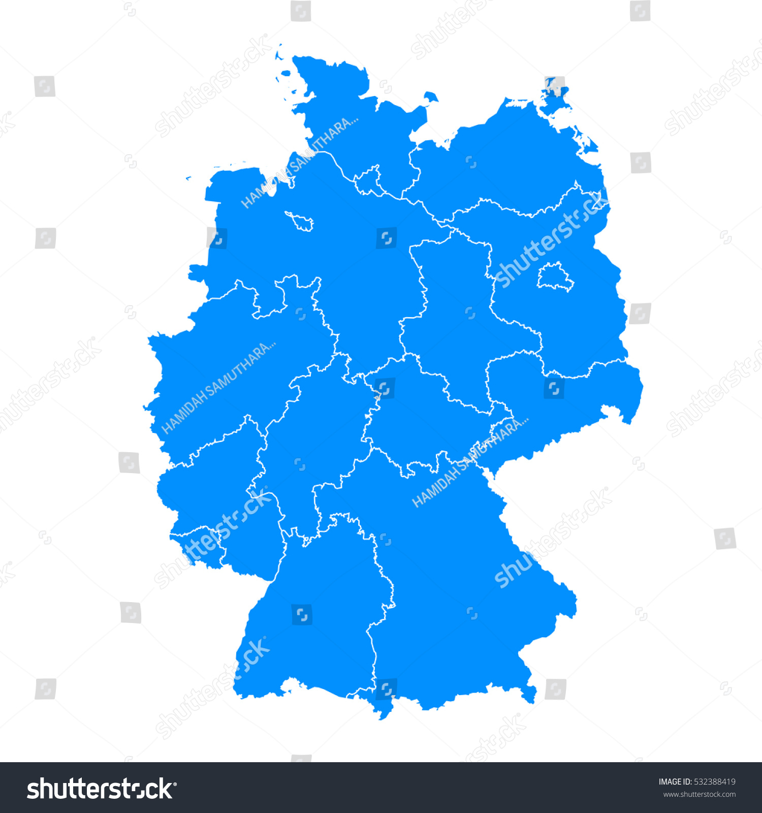 Blue map of Germany #532388419