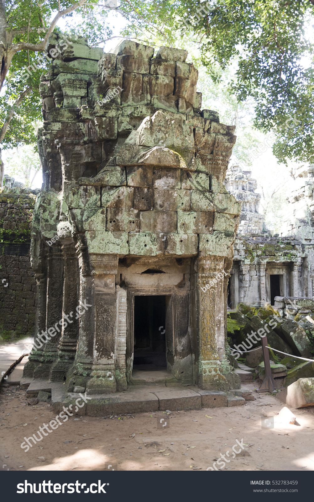 A temple in Angkor Wat on a summer day. #532783459